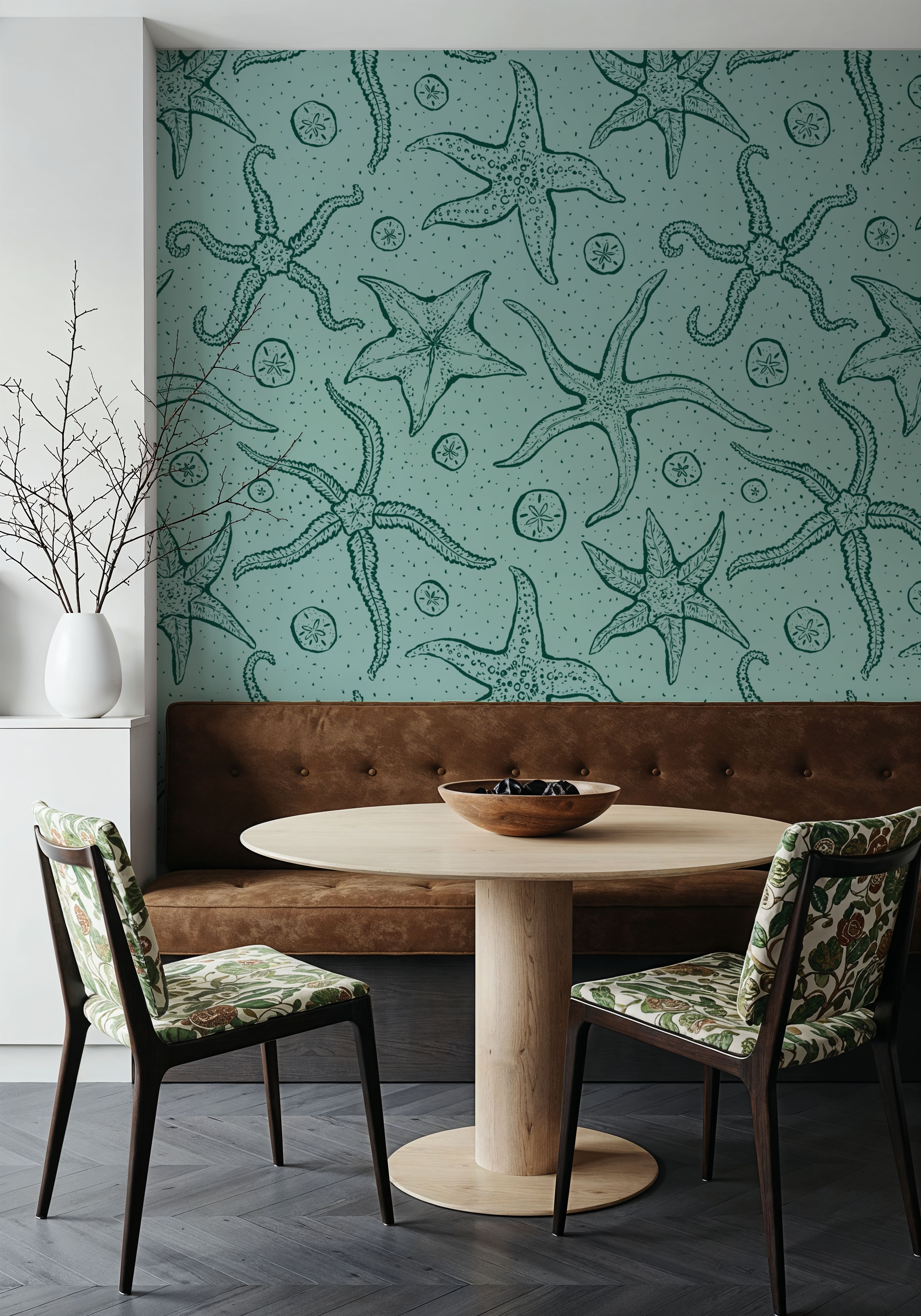 Echinoderms, Light Blue, Wallpaper