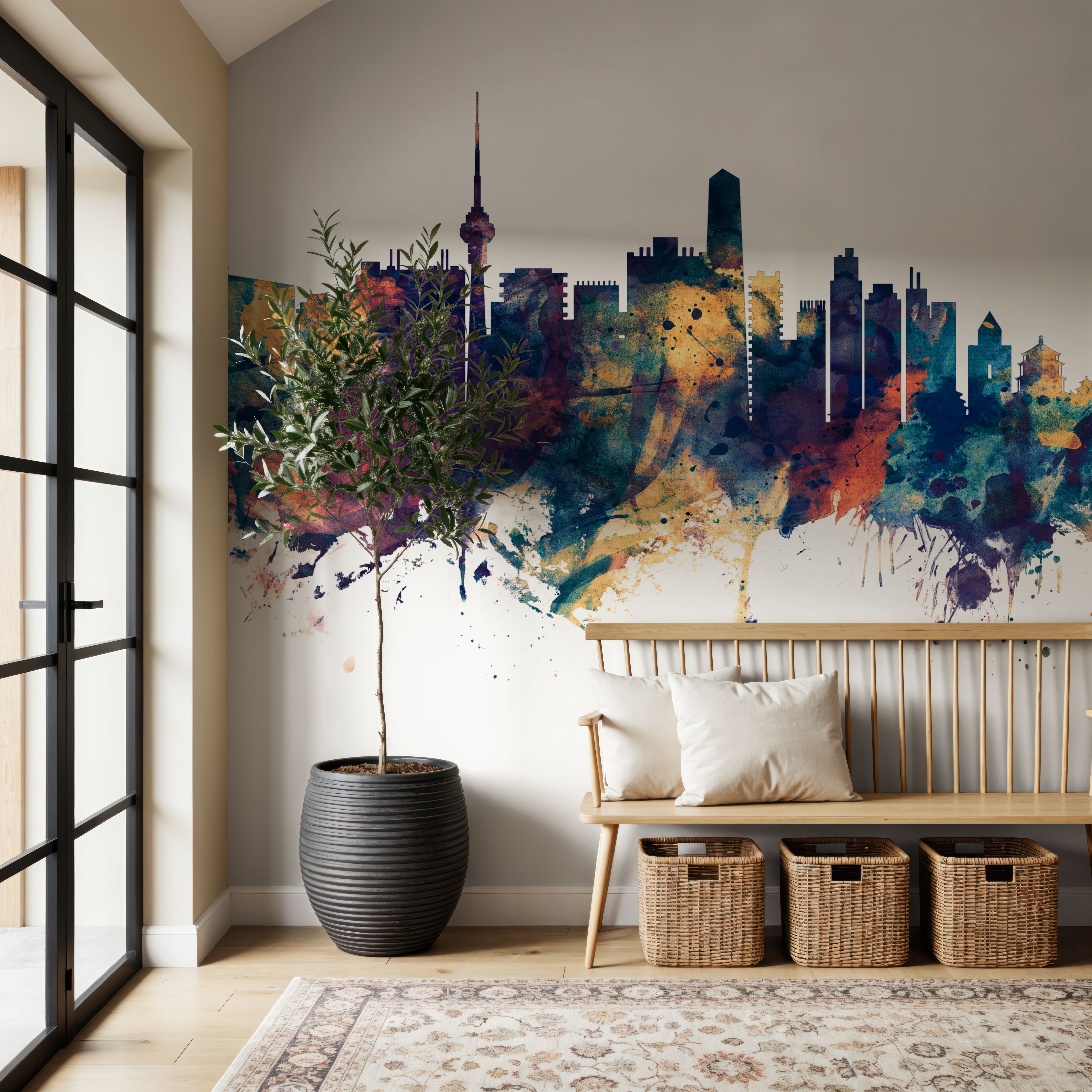 Beijing Skyline Blue & Bronze