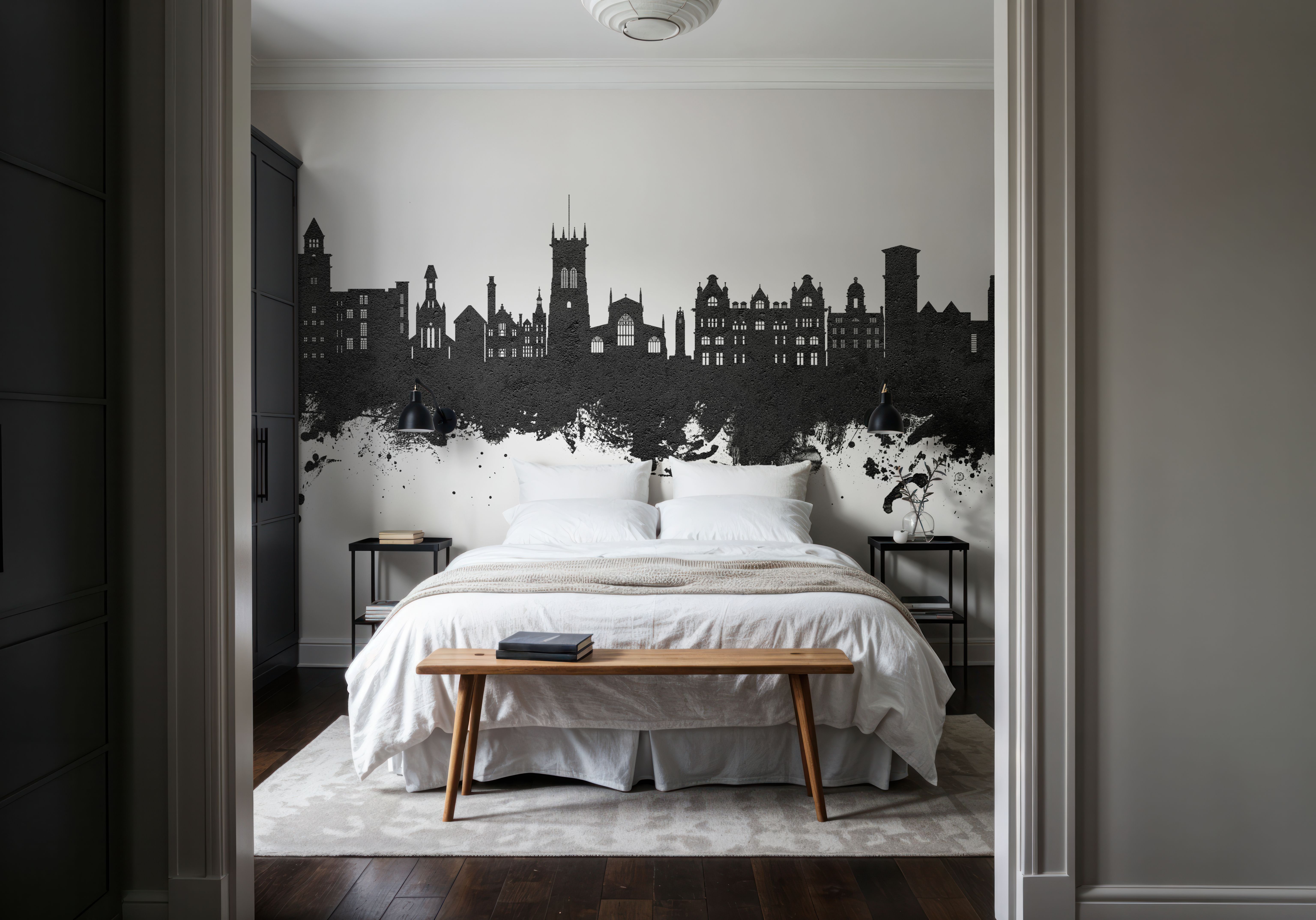 Wigan England Skyline Black & White 