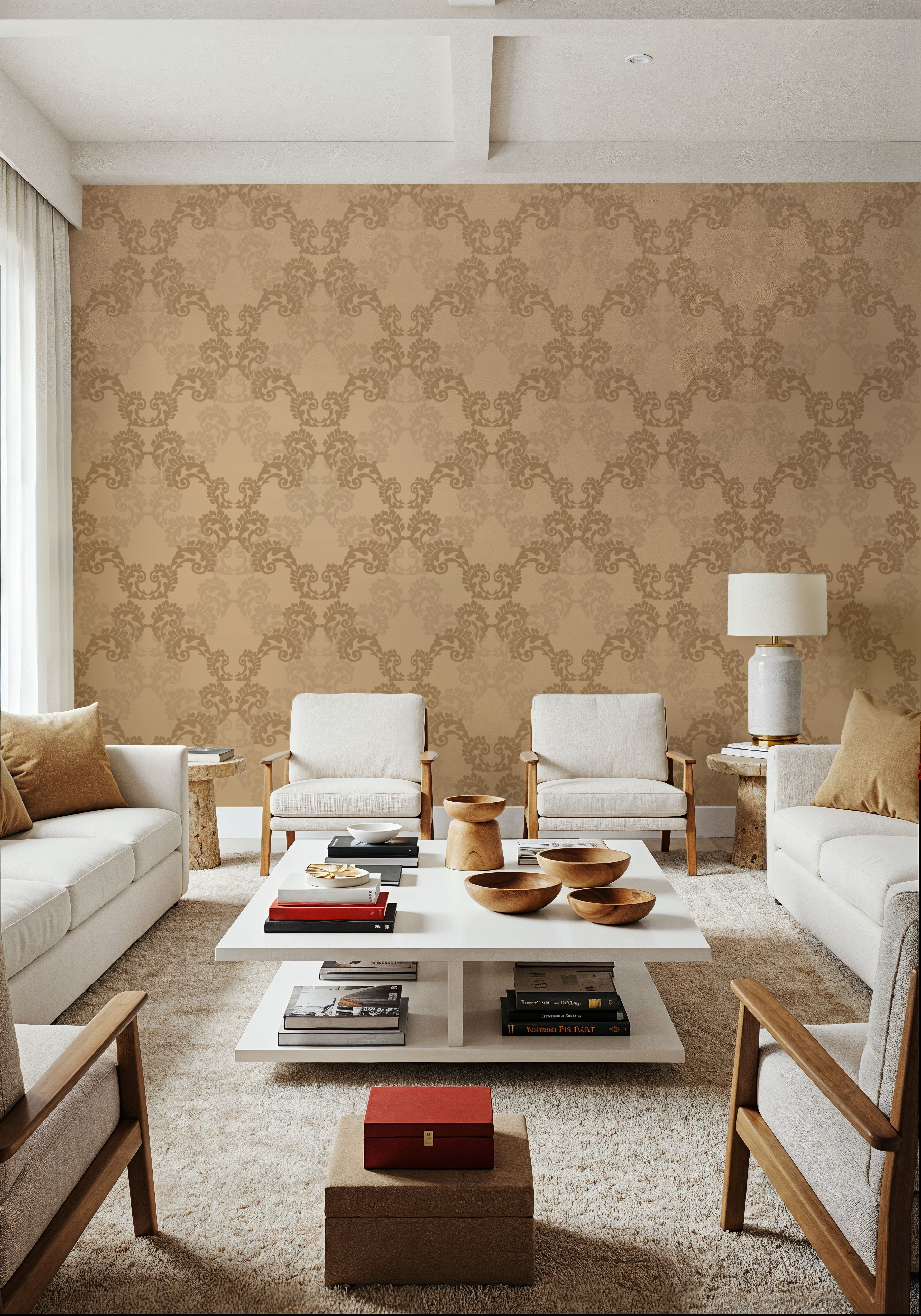 Overlay Damask Brown