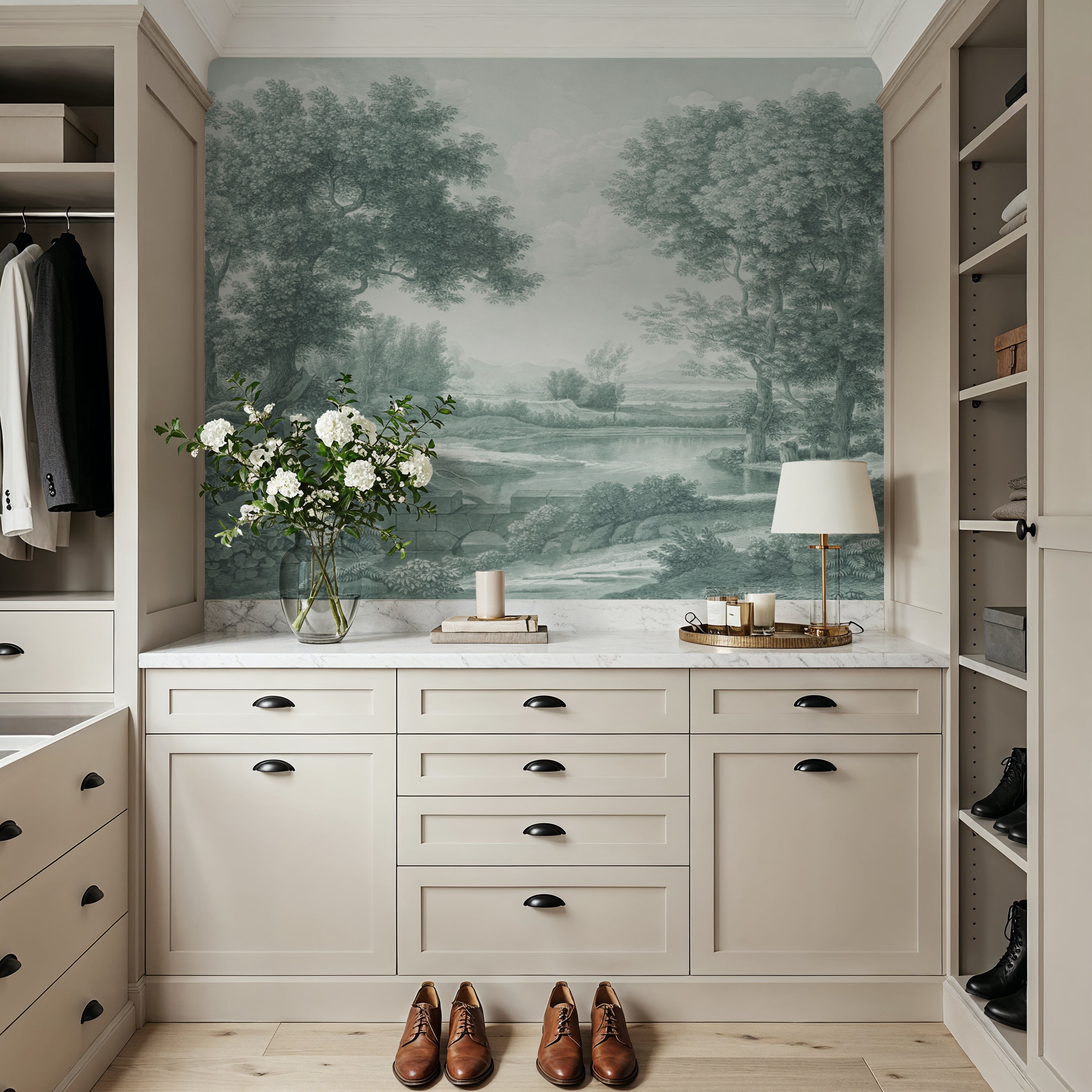 Riverbank Oak Landscape, Forest Green