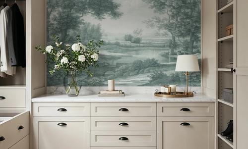 Riverbank Oak Landscape, Forest Green