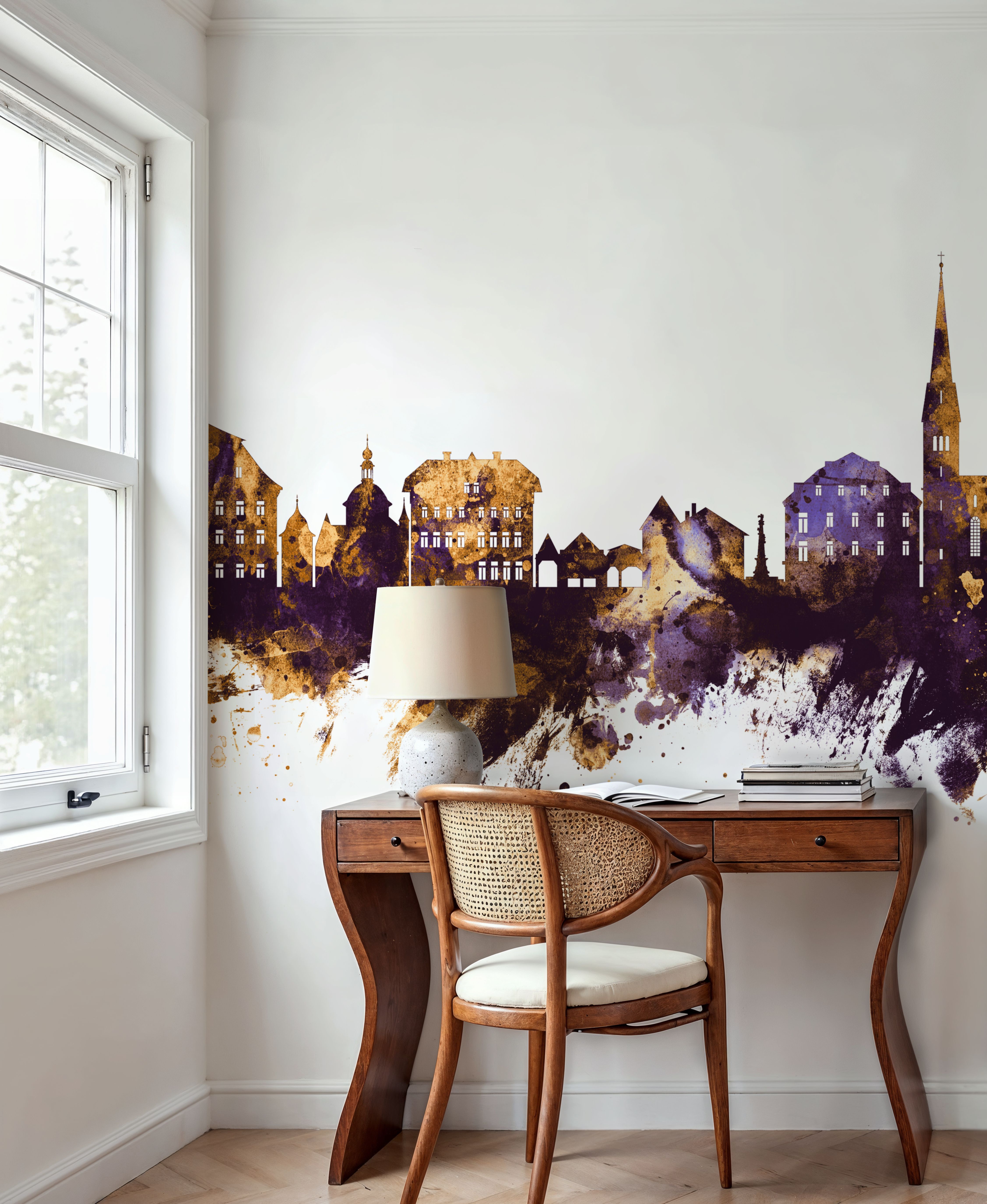 Hallstatt Austria Skyline Purple & Gold