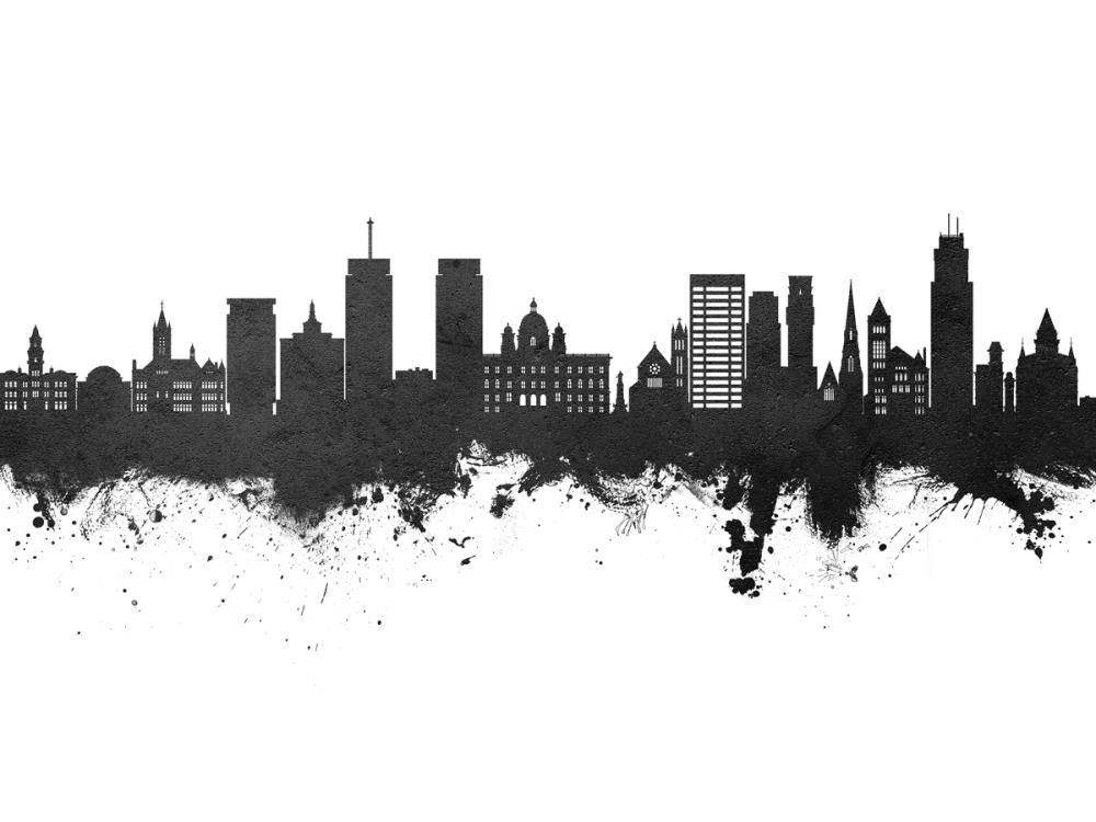Syracuse New York Skyline Black & White