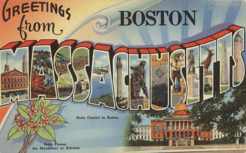 Greetings from Massachusetts - Screenprint Postcard