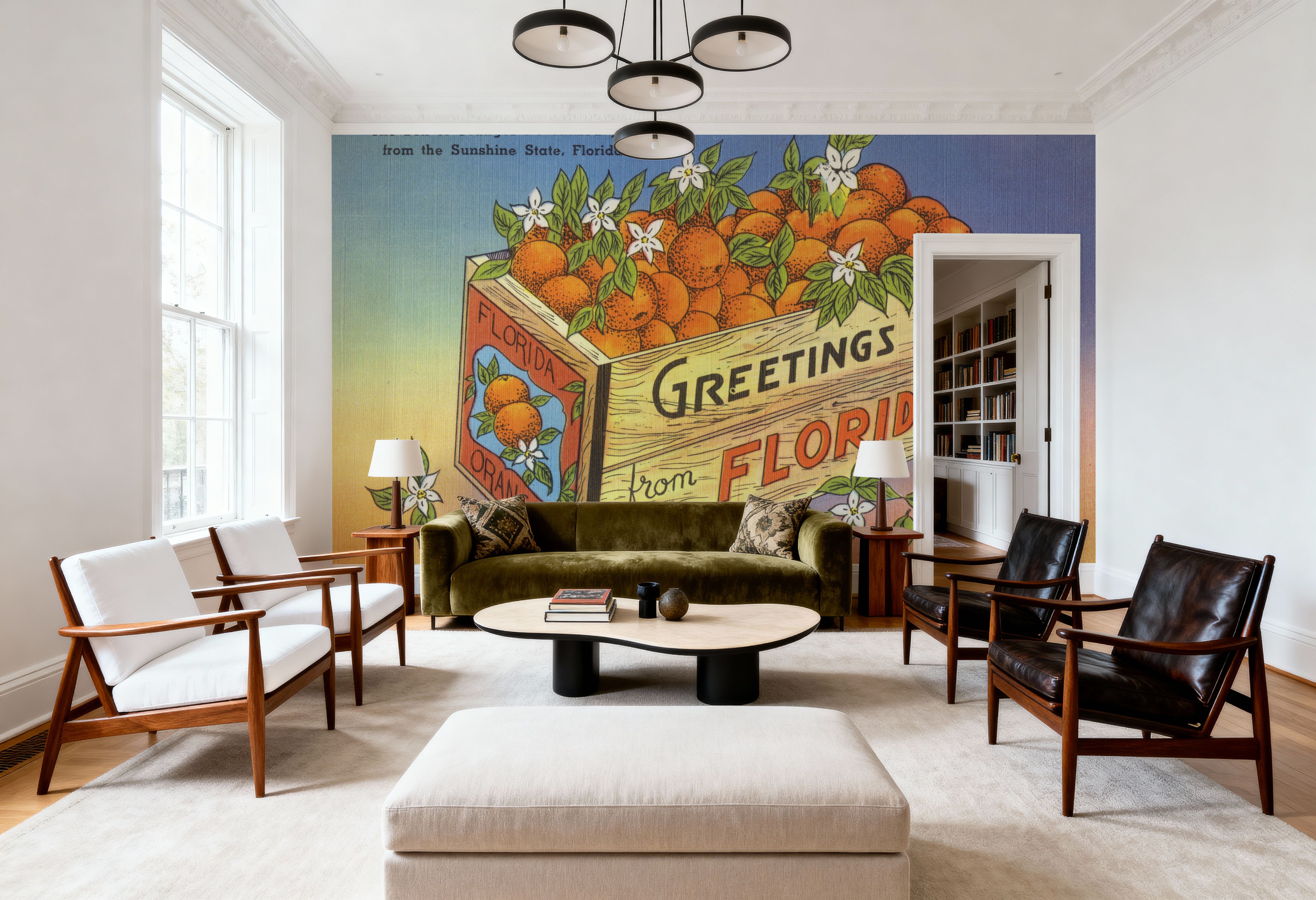 Greetings from Florida's Finest Oranges - Screenprint Postcard, Wallpaper