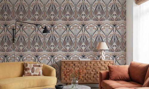 Floral Art Deco Aura, Walnut Dust