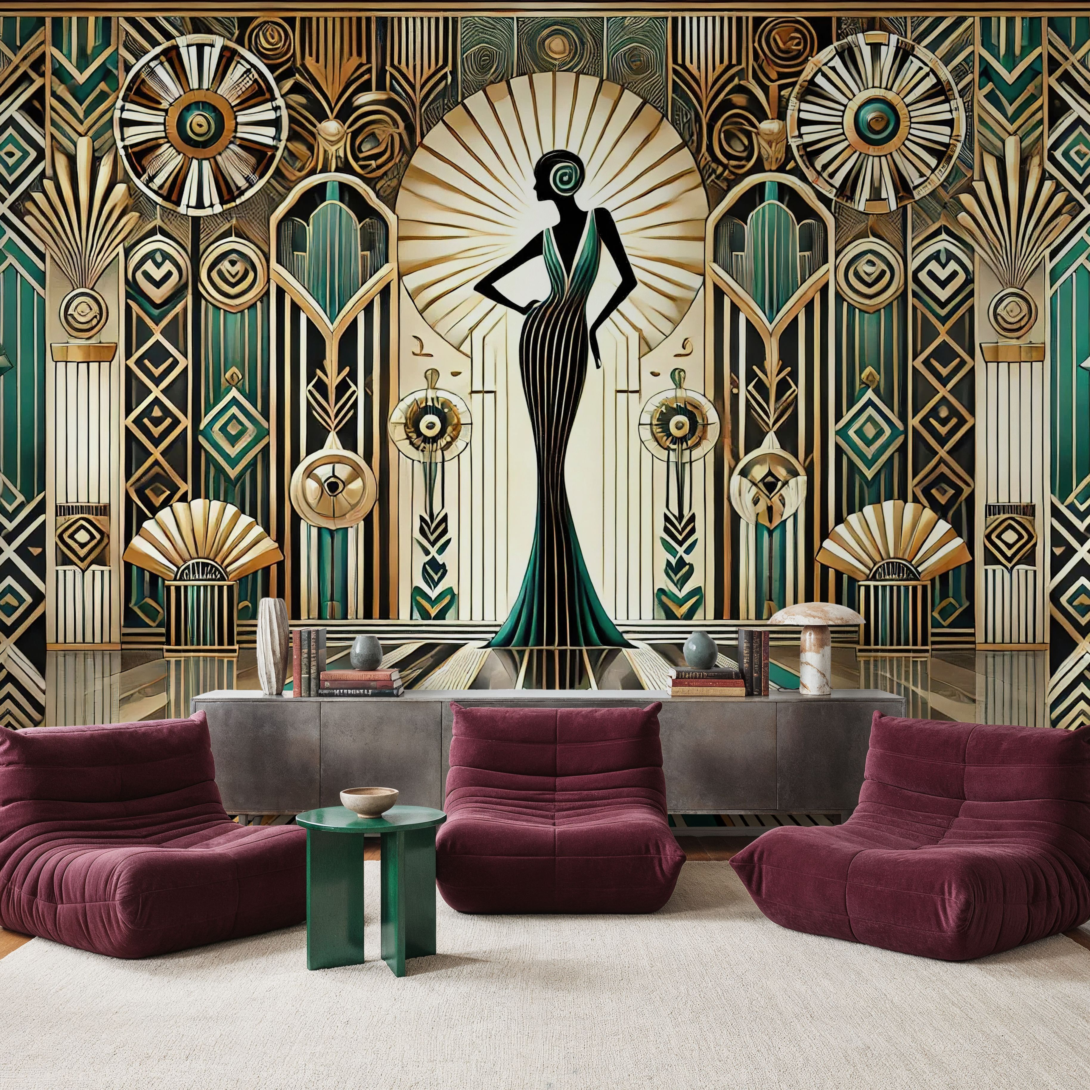 Vintage Elegance Scene in Art Deco