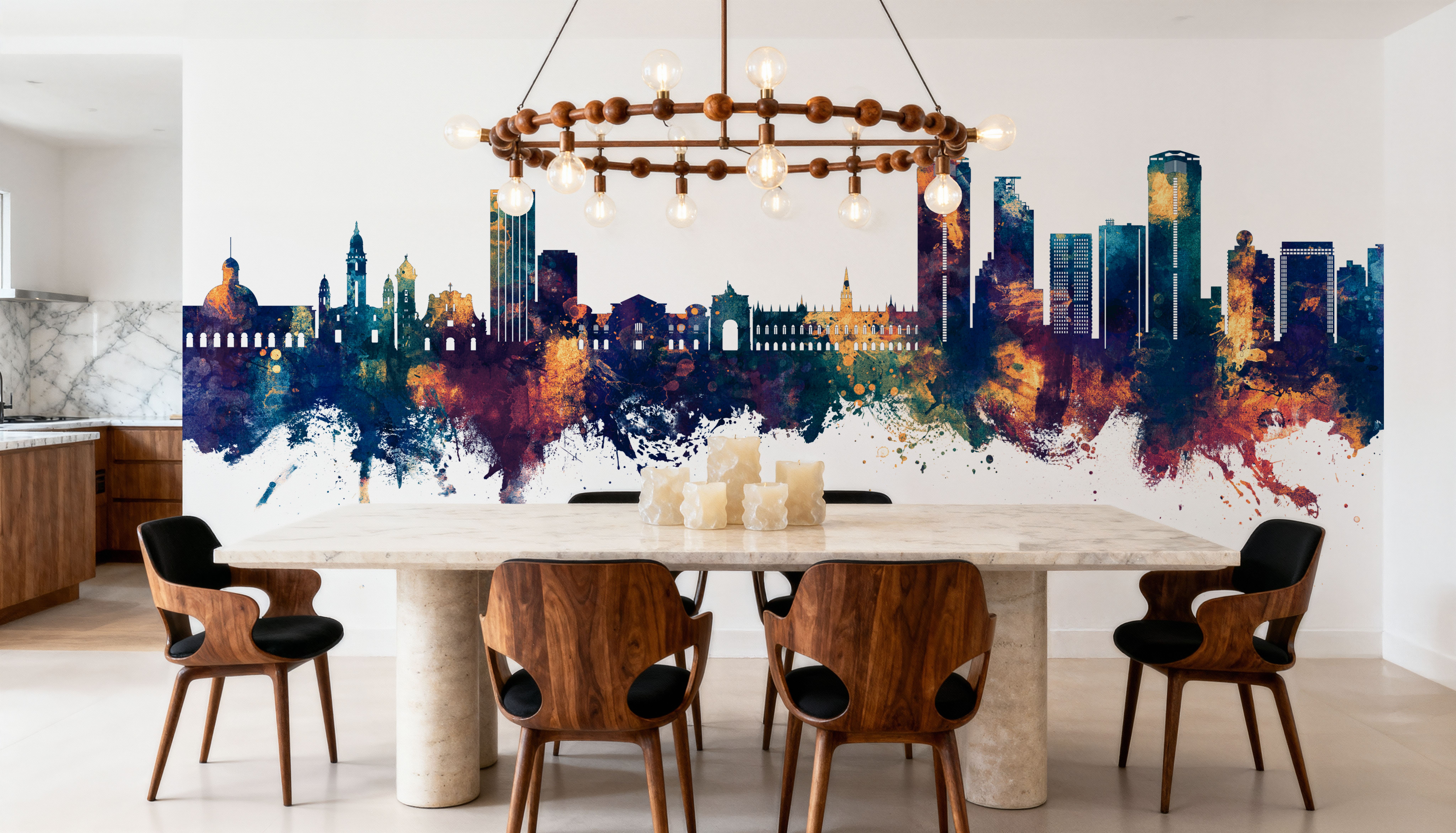 Caracas Skyline Blue & Bronze