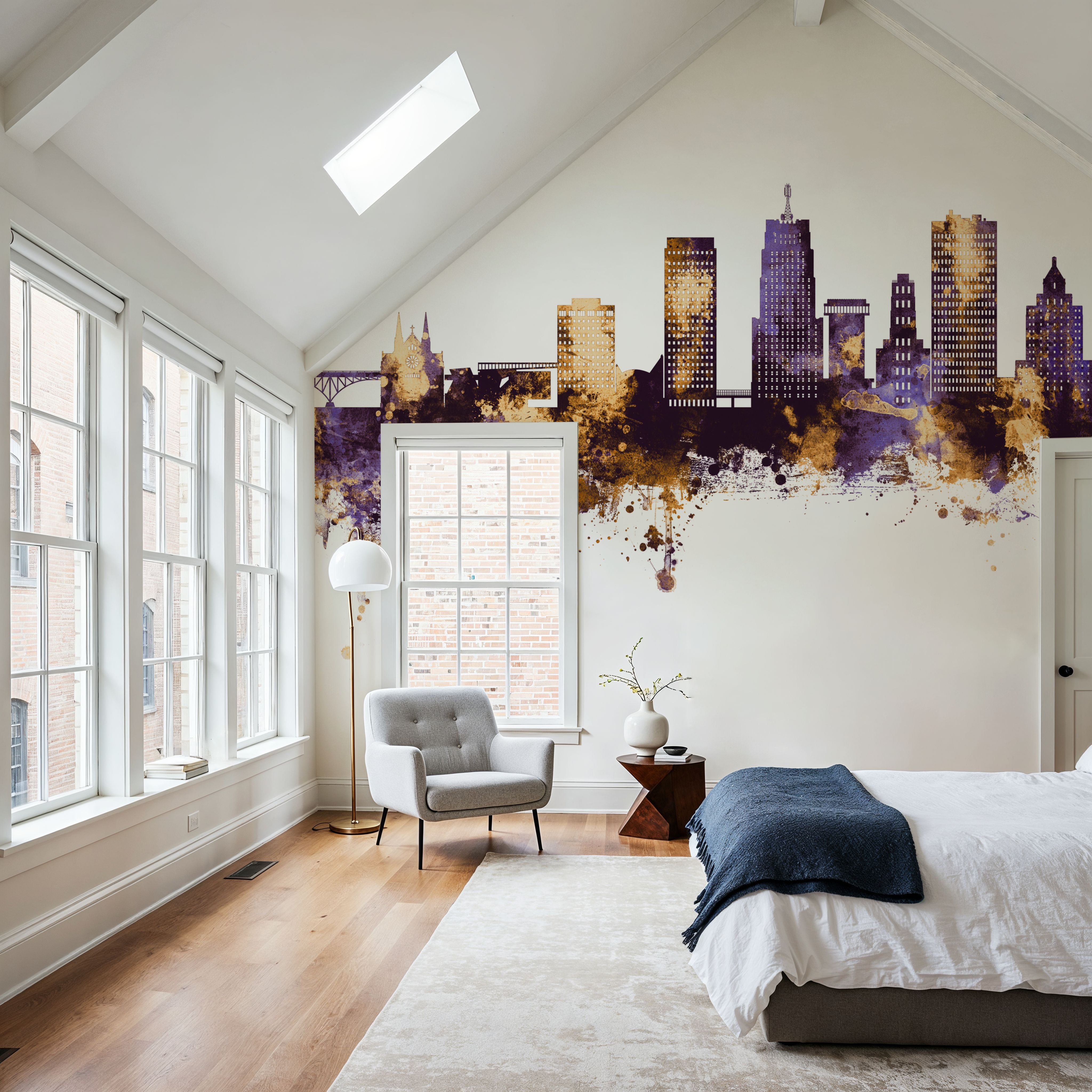 Akron Ohio Skyline Purple & Gold