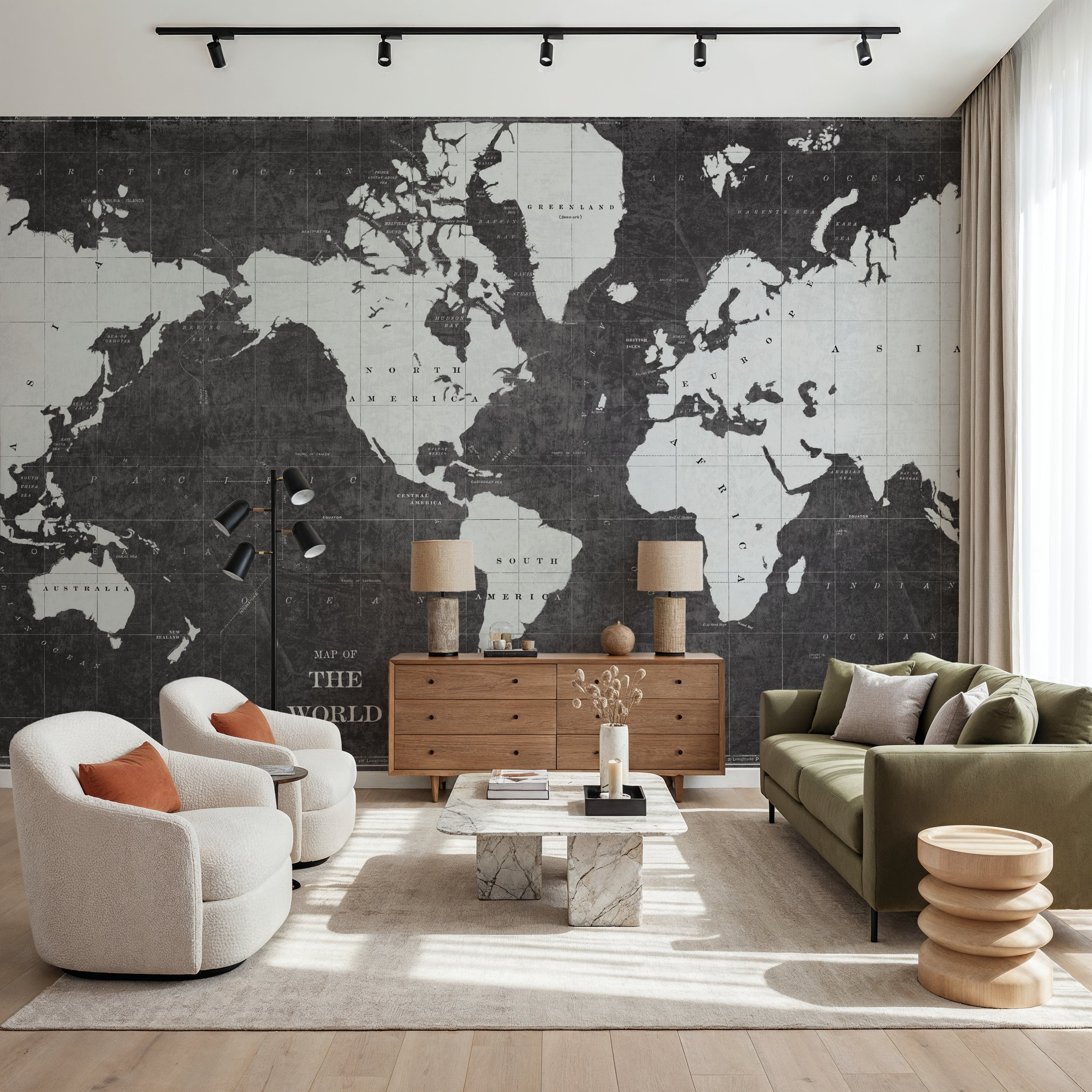 Blueprint World Map Gray
