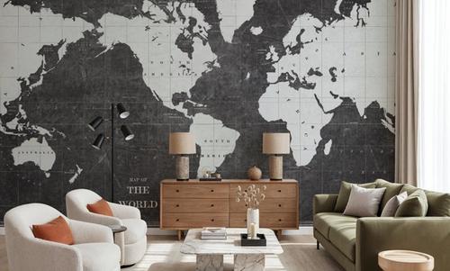Blueprint World Map Gray