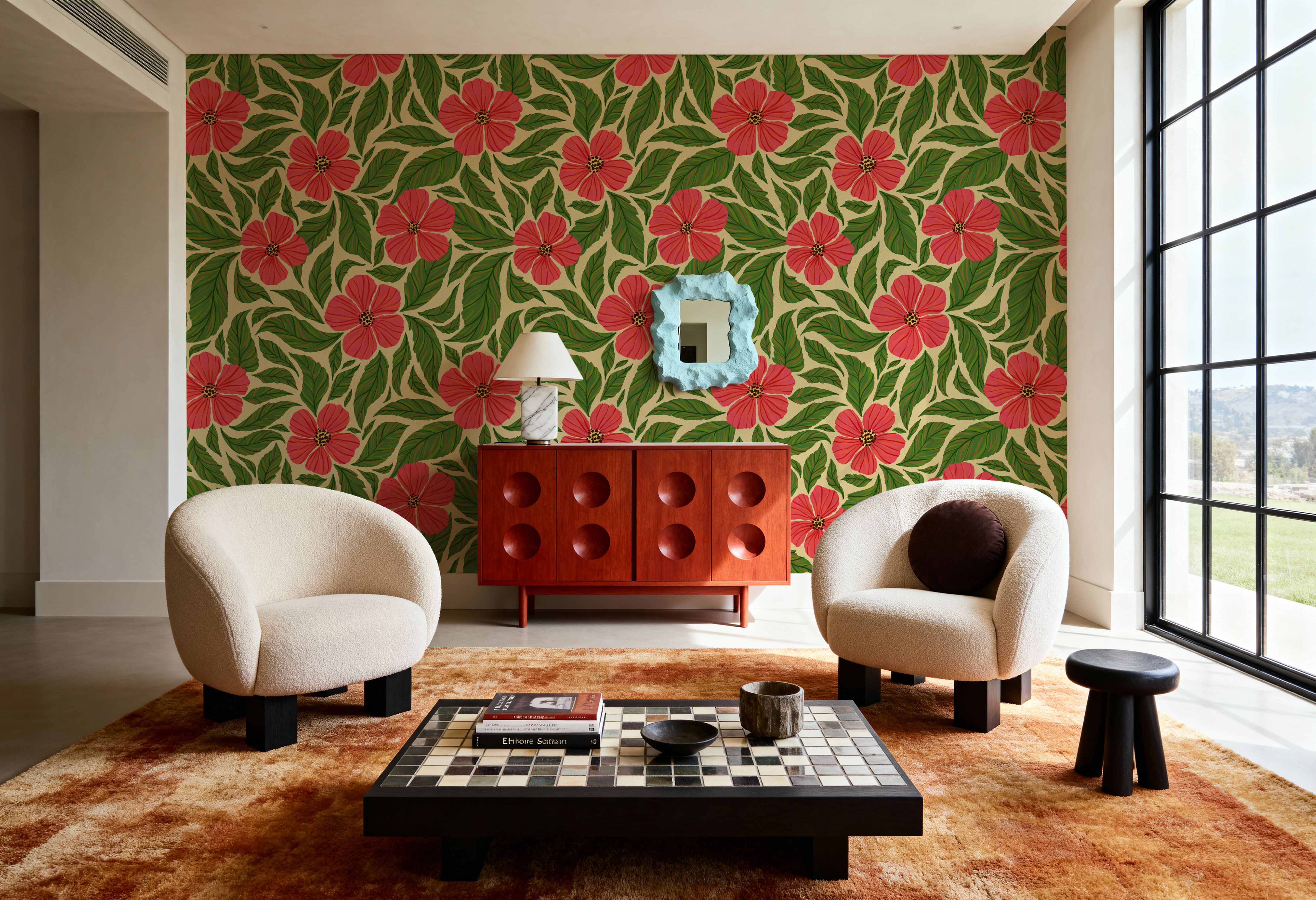 Dance of Flowers, Pink & Green