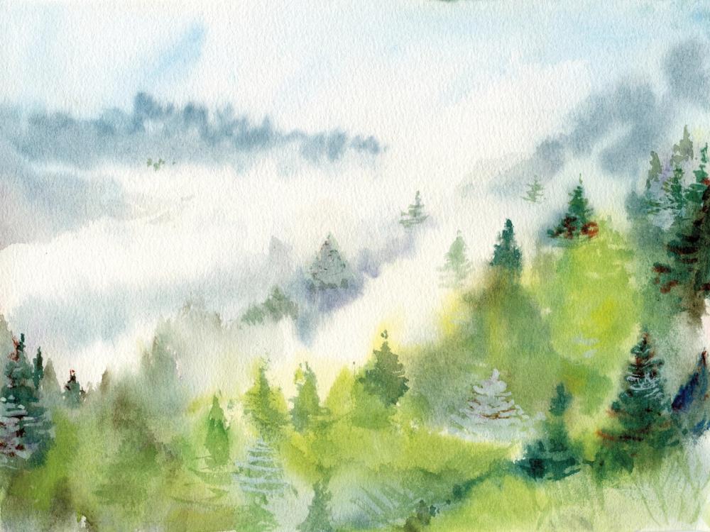Watercolor Evergreen
