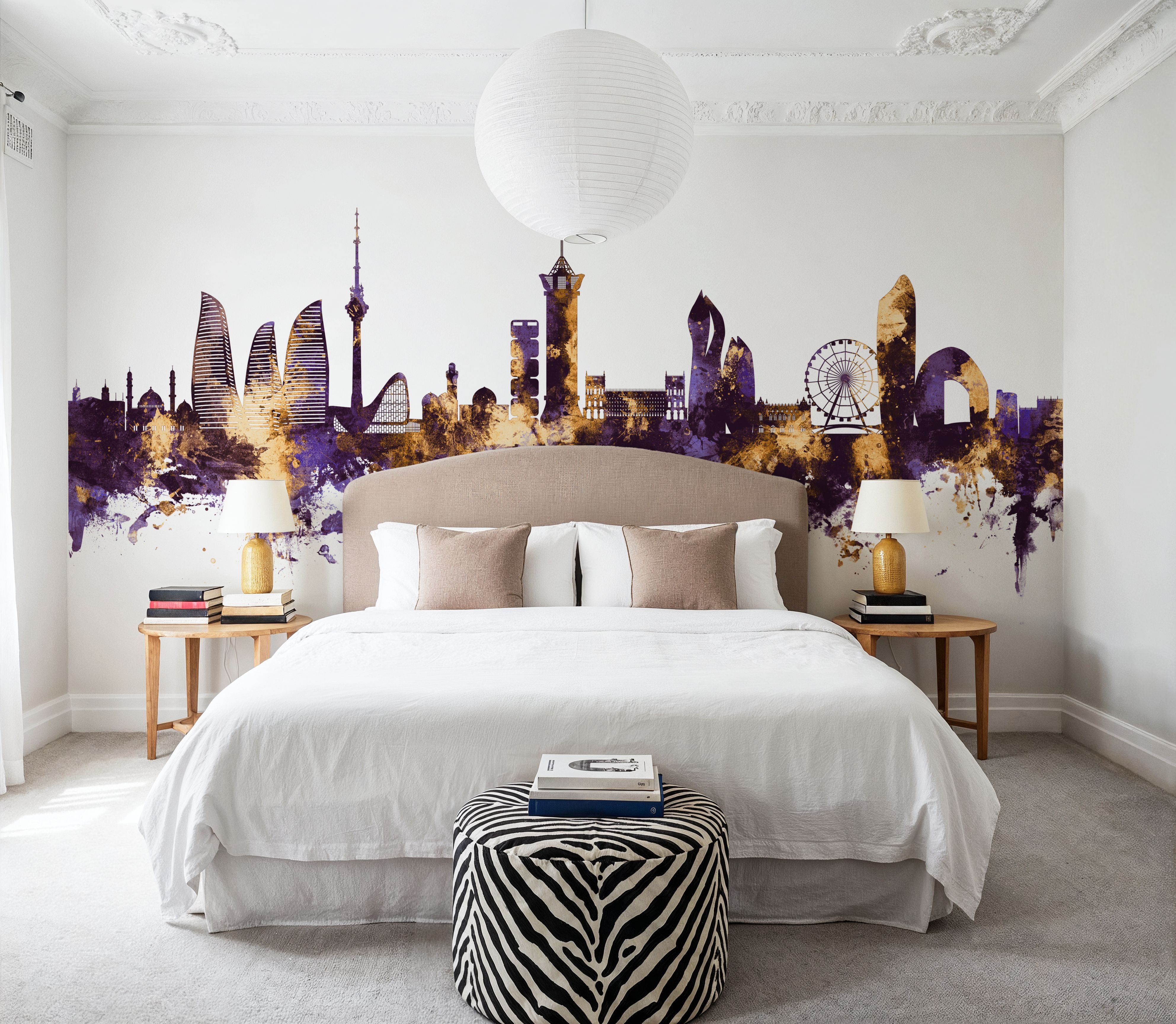 Baku Skyline Purple & Gold
