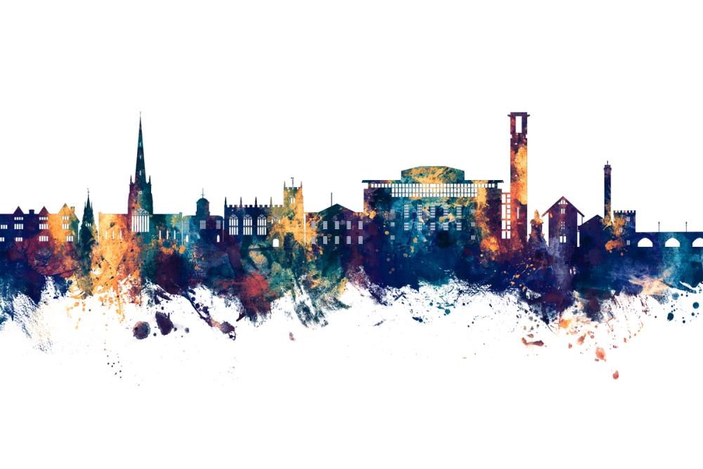 Stratford-upon-Avon England Skyline Blue & Bronze 