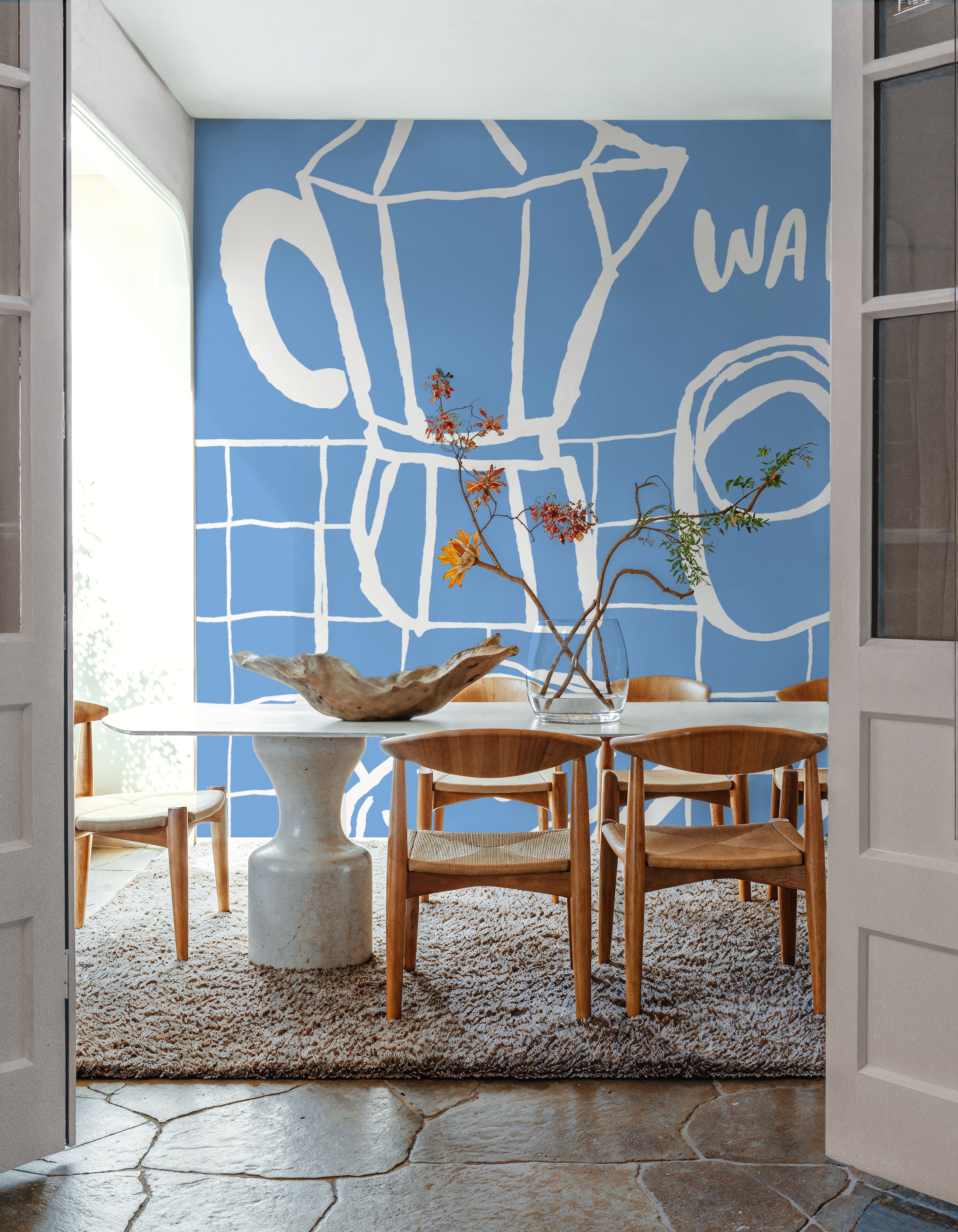 Breakfast Doodles V Blue