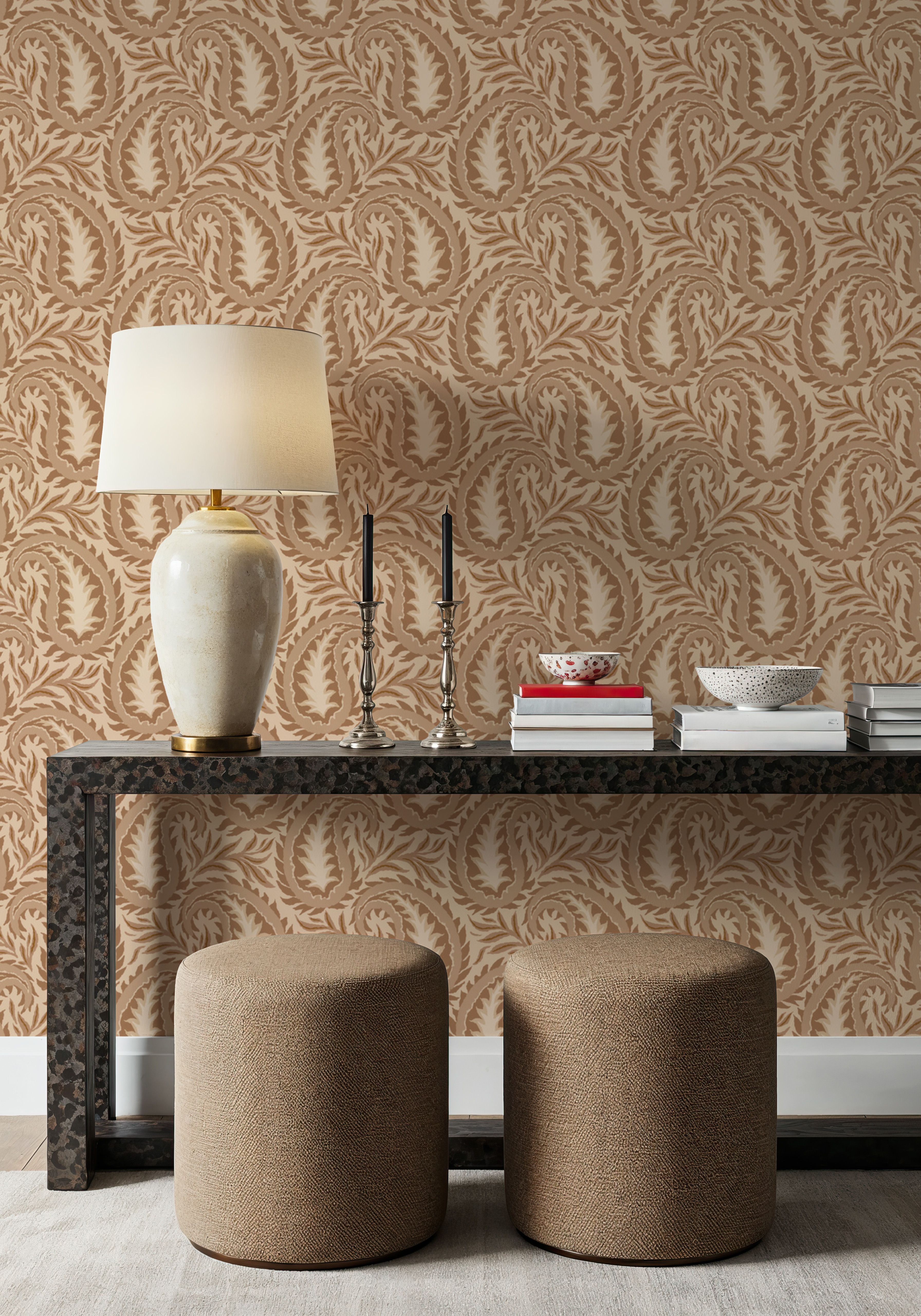 Botanical Paisley, Toffee, Papel de parede