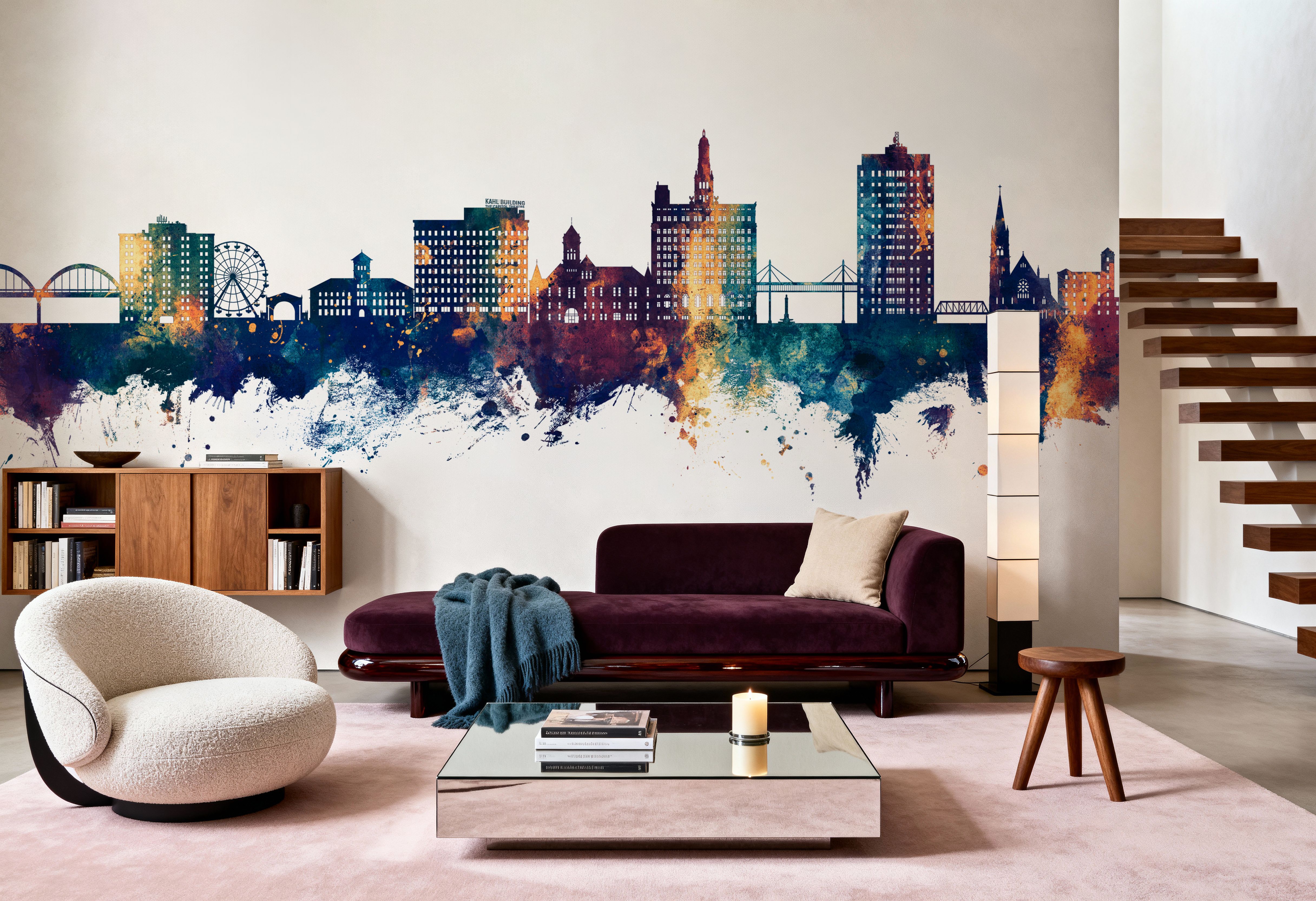 Davenport Iowa Skyline Blue & Bronze