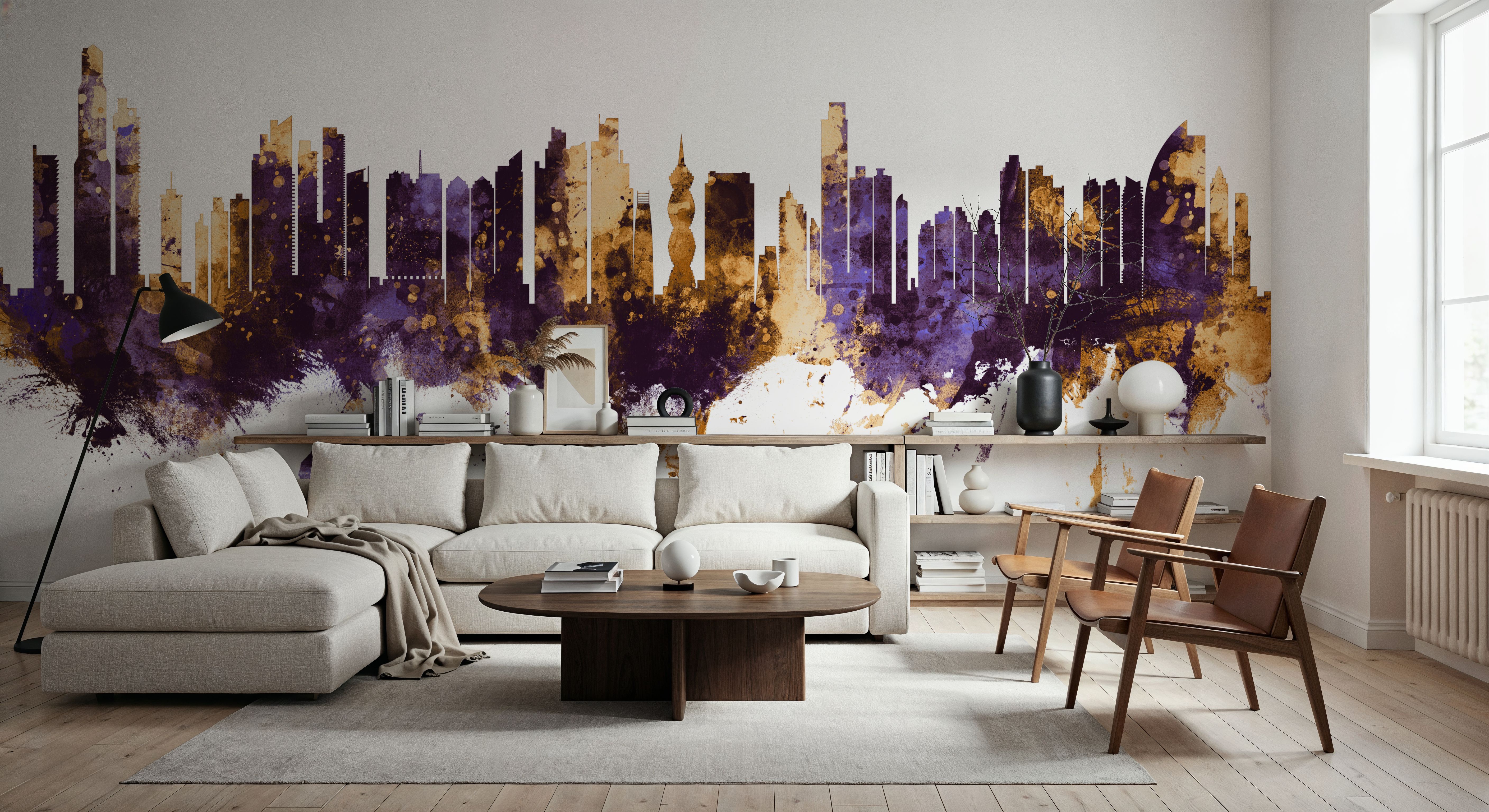 Panama City Skyline Purple & Gold