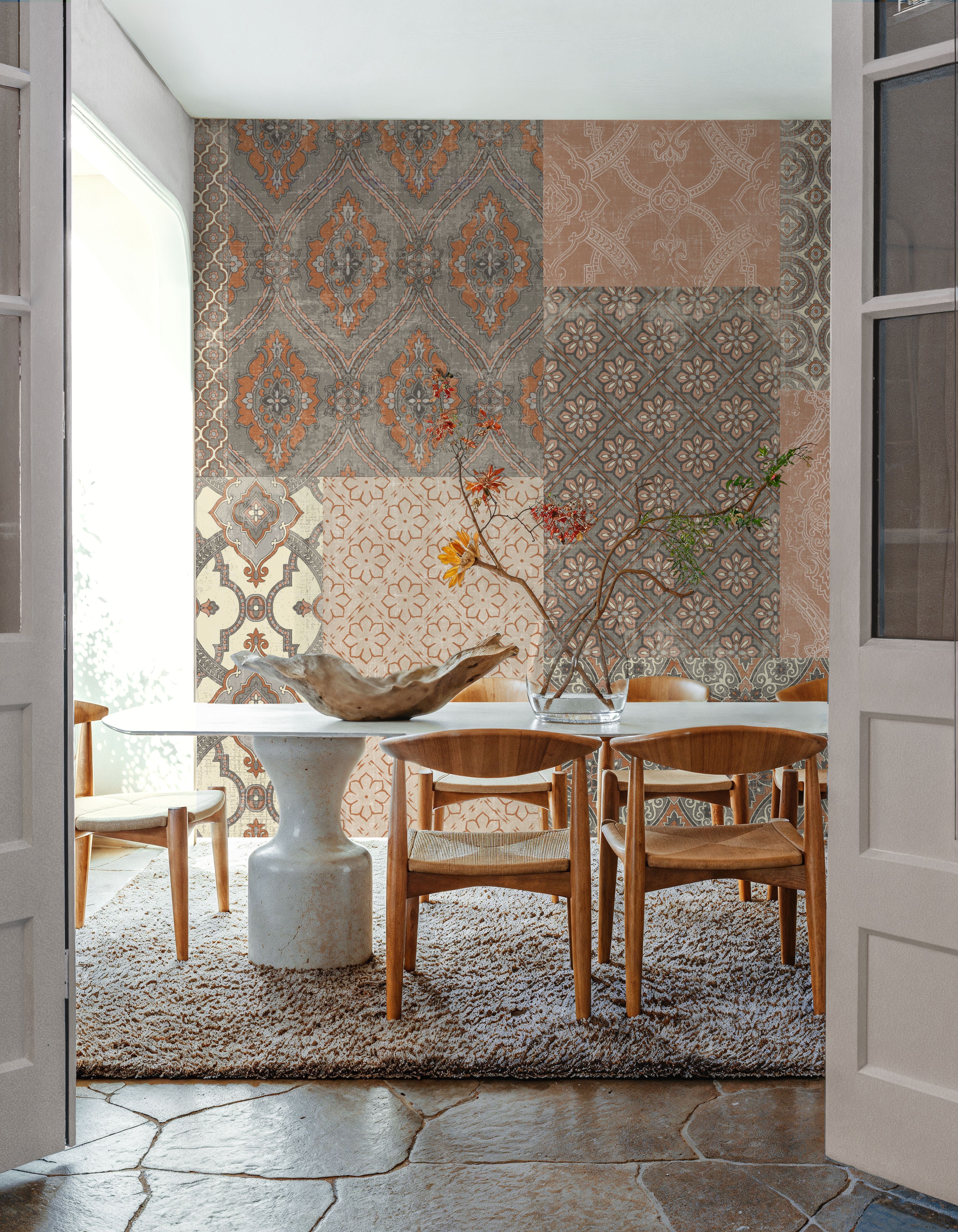 Venetian Patchwork I Orange Gray