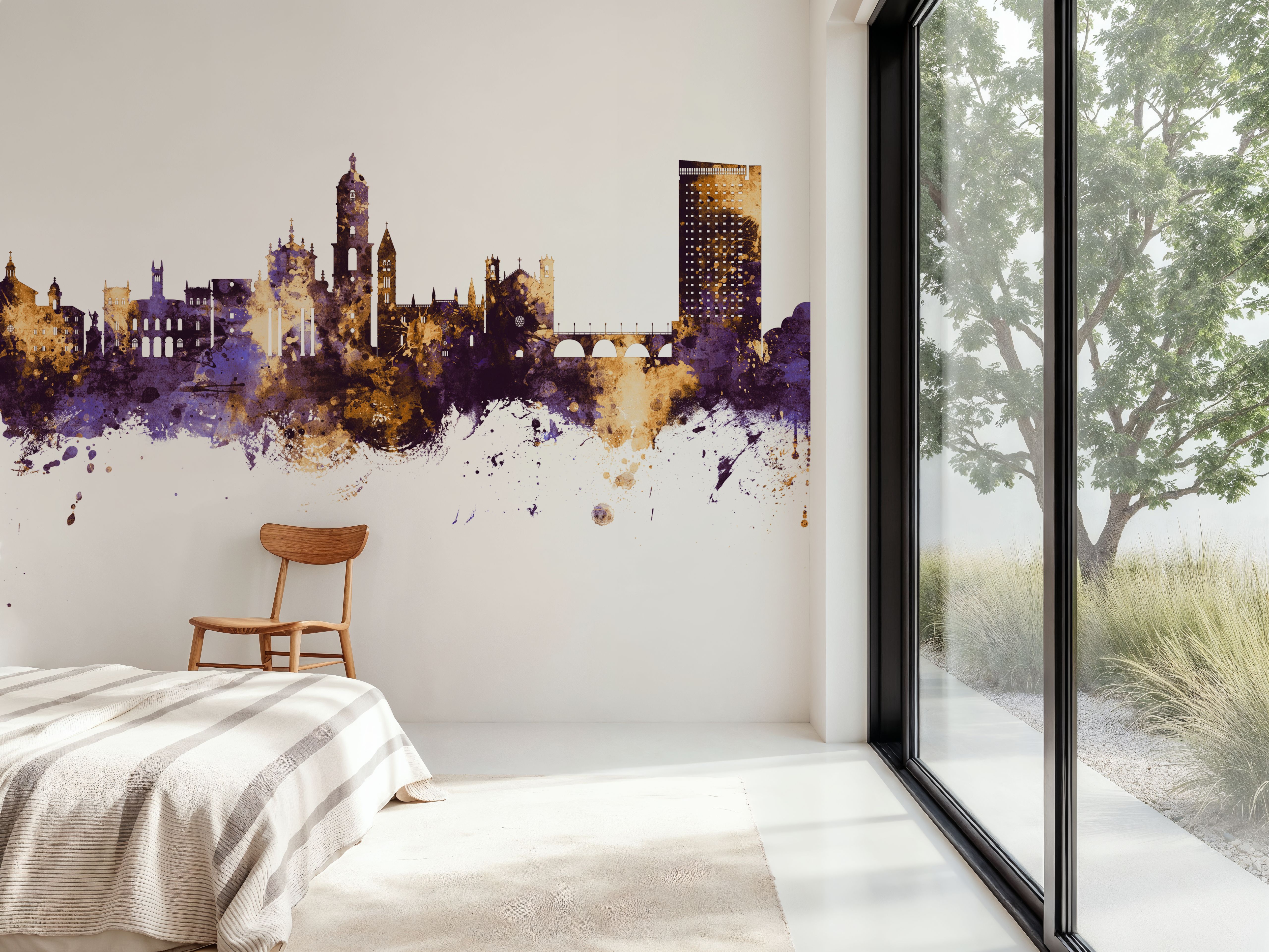 Valladolid Spain Skyline Purple & Gold