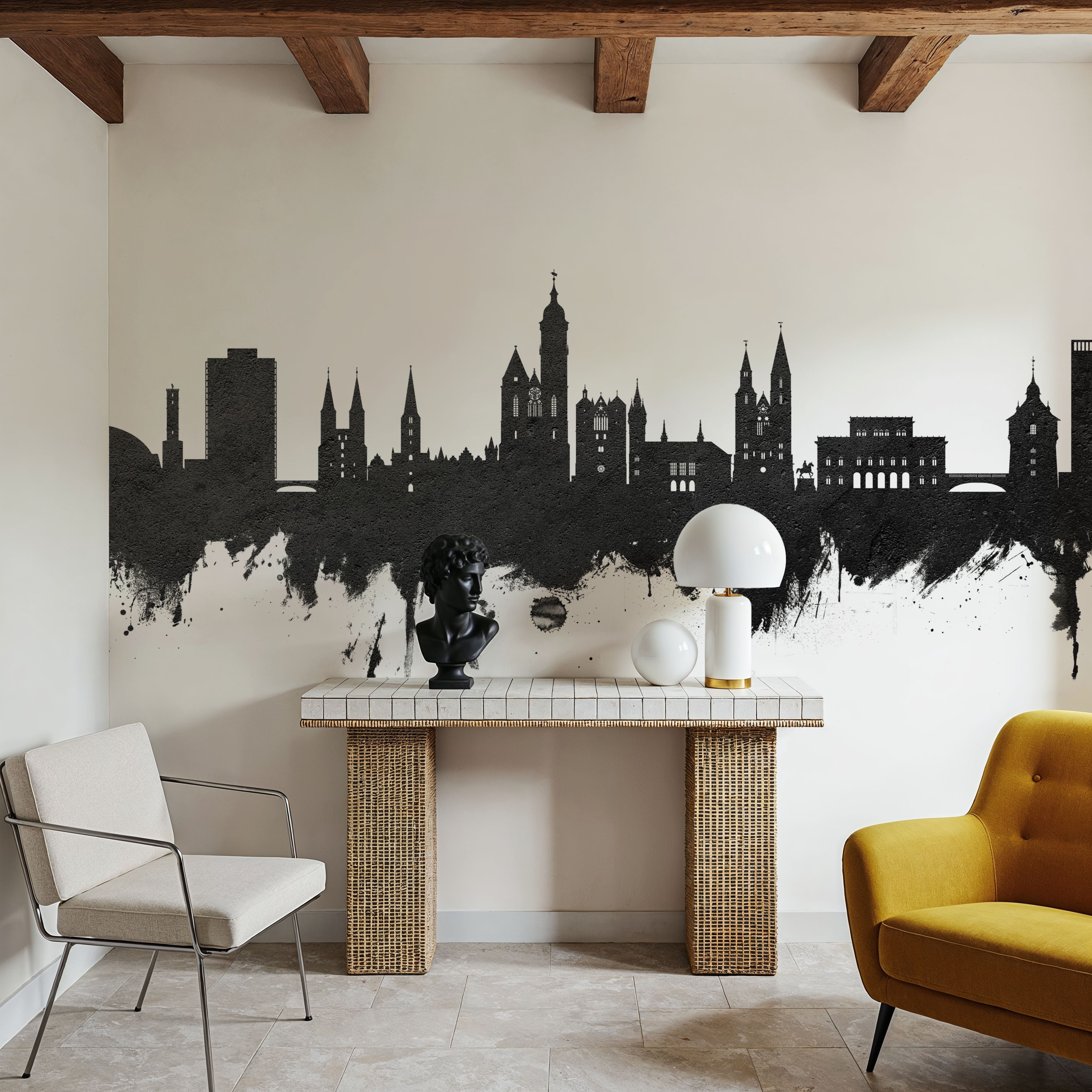 Braunschweig Germany Skyline Black & White