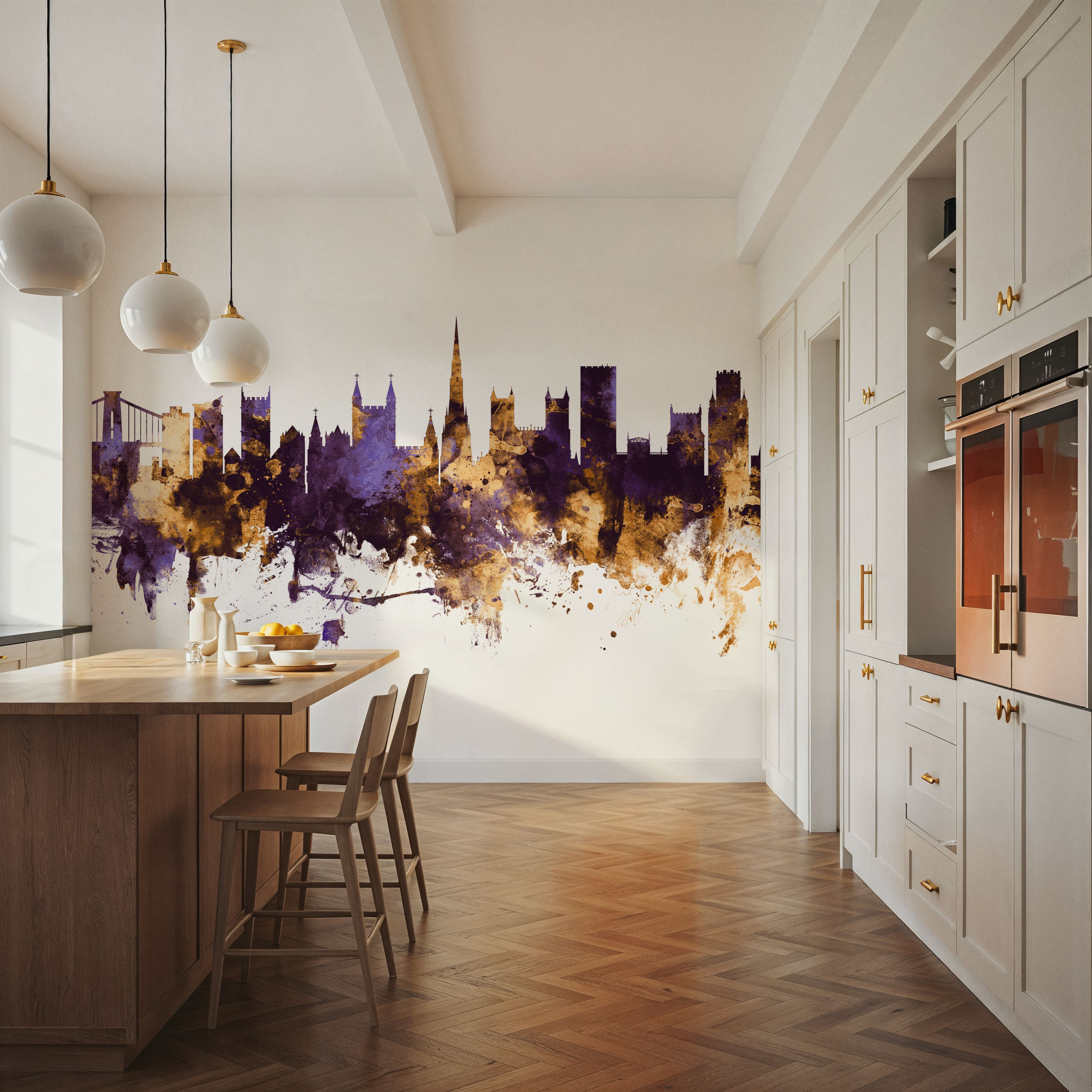 Bristol England Skyline Purple & Gold