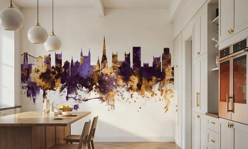 Bristol England Skyline Purple & Gold