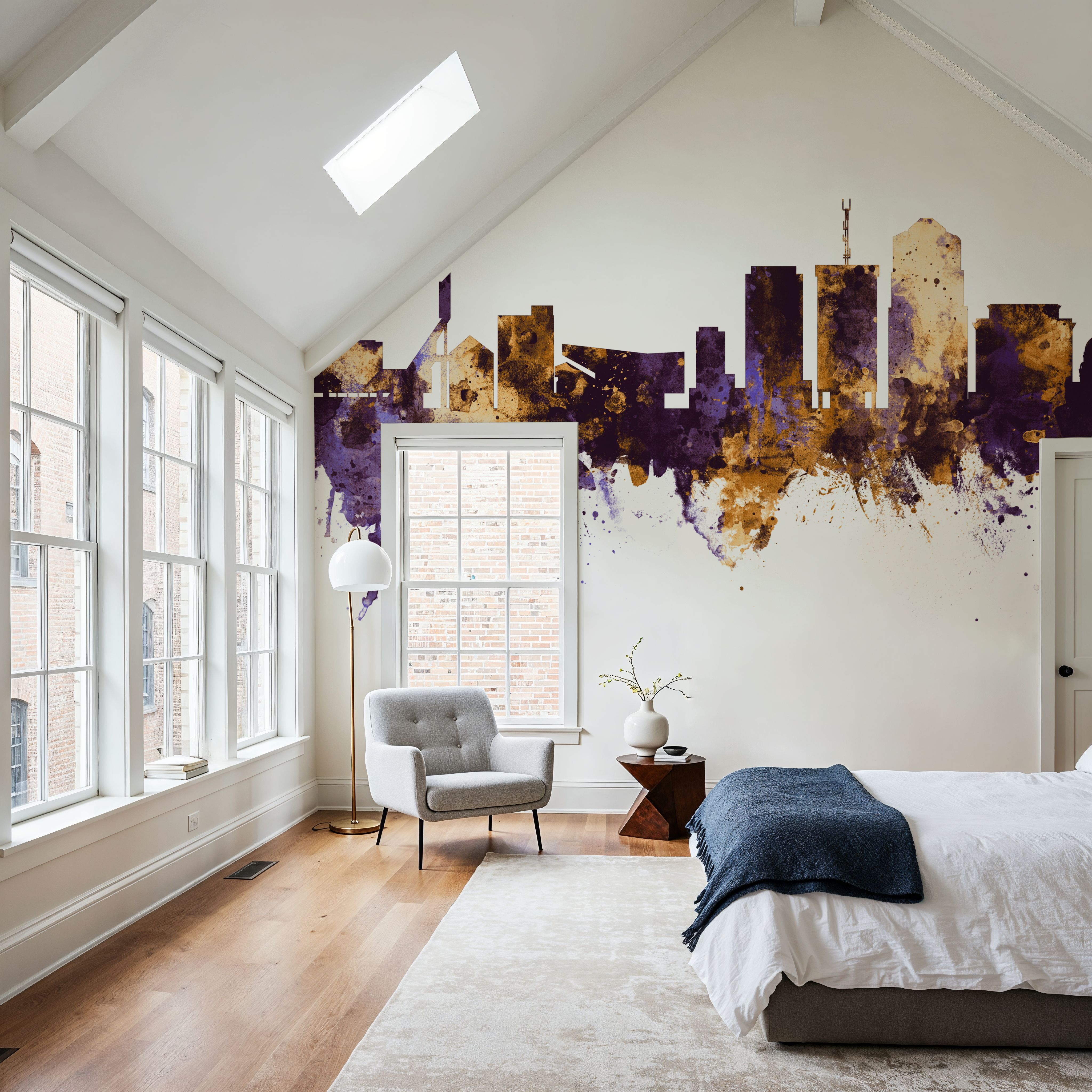 Tucson Arizona Skyline Purple & Gold, Wallpaper