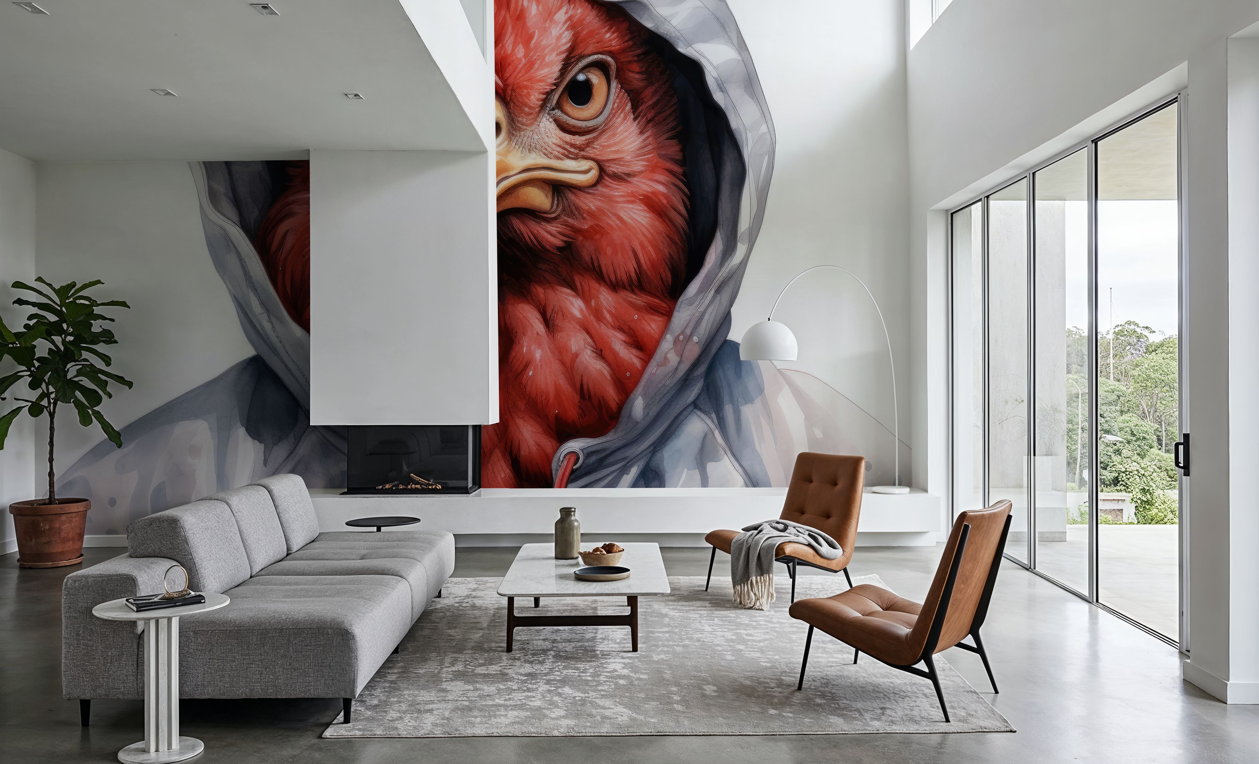 Watercolor Cartoon Chicken in a Hoodie, Papel pintado