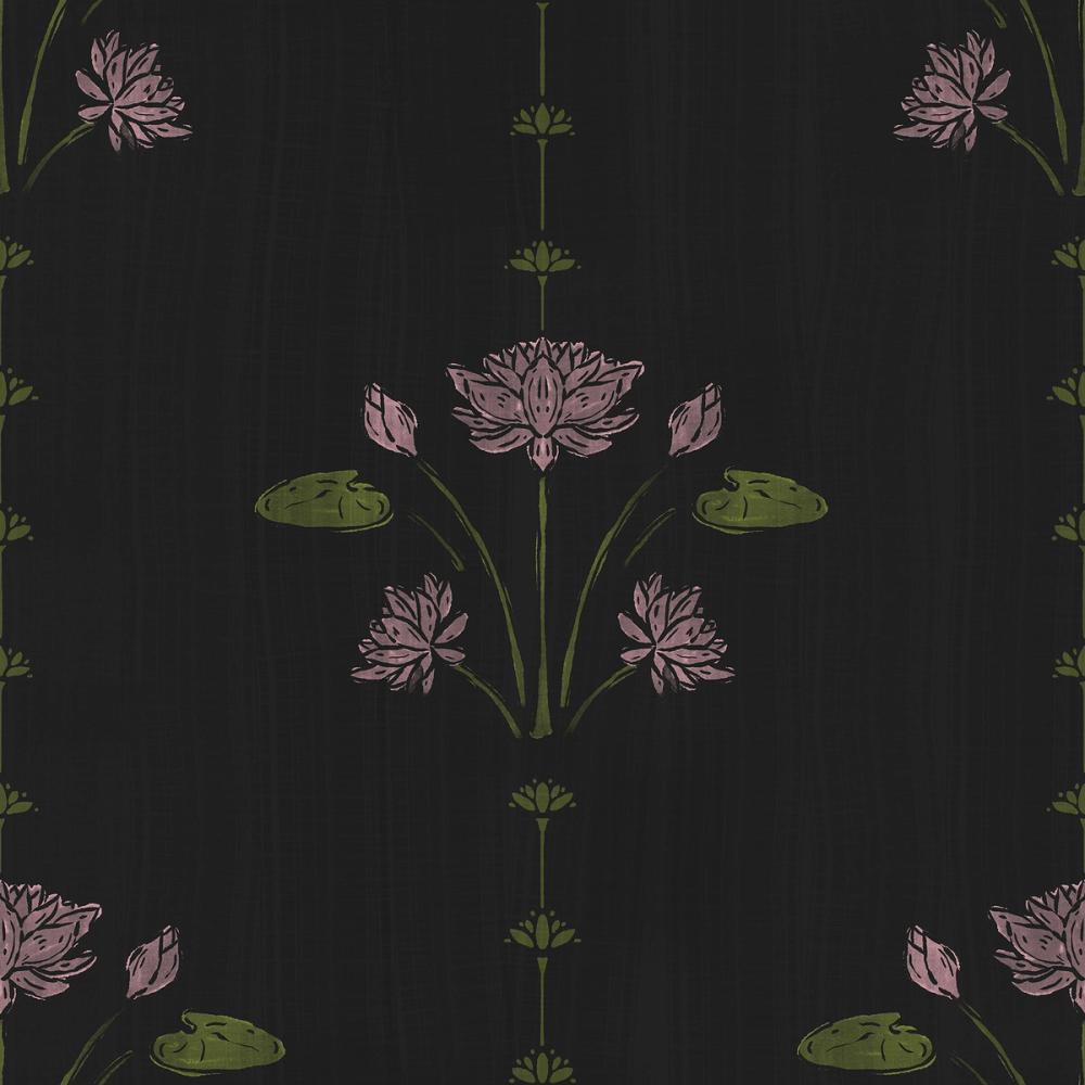 Block Print Water Lily Stripes, Pink