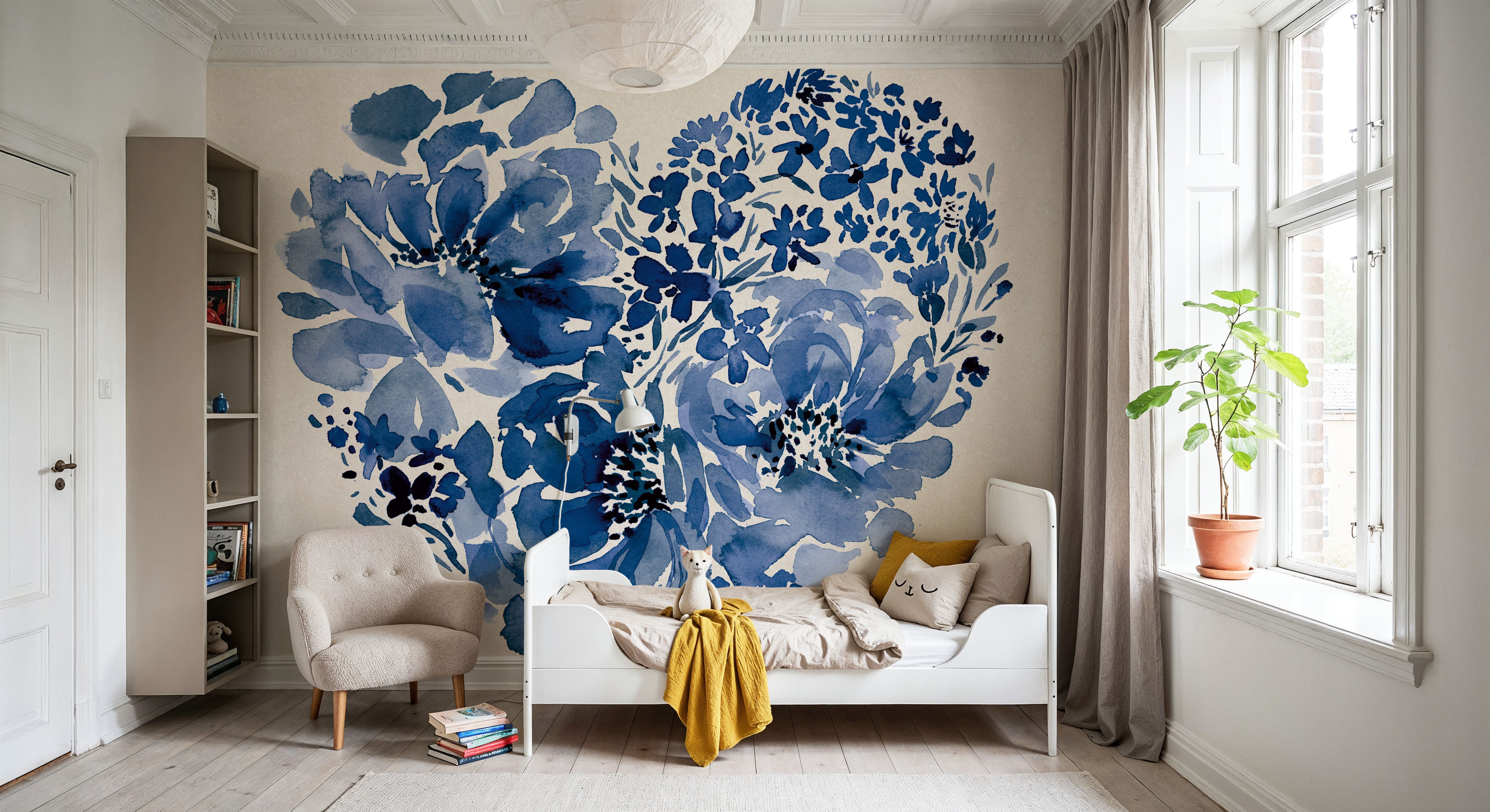 Blue Floral Heart