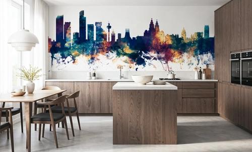 Liverpool England Skyline Blue & Bronze