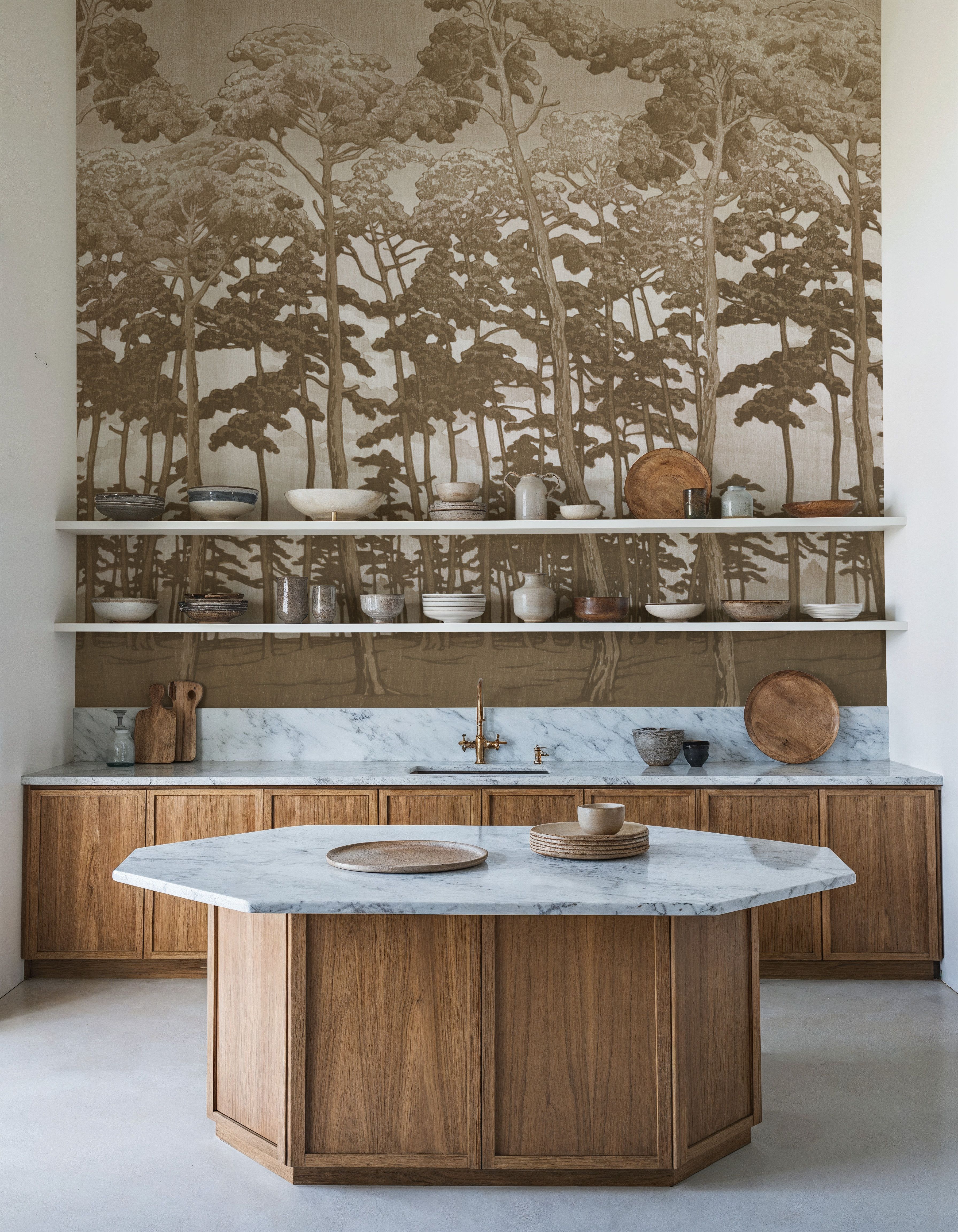 Tranquil Pinescape, Beige