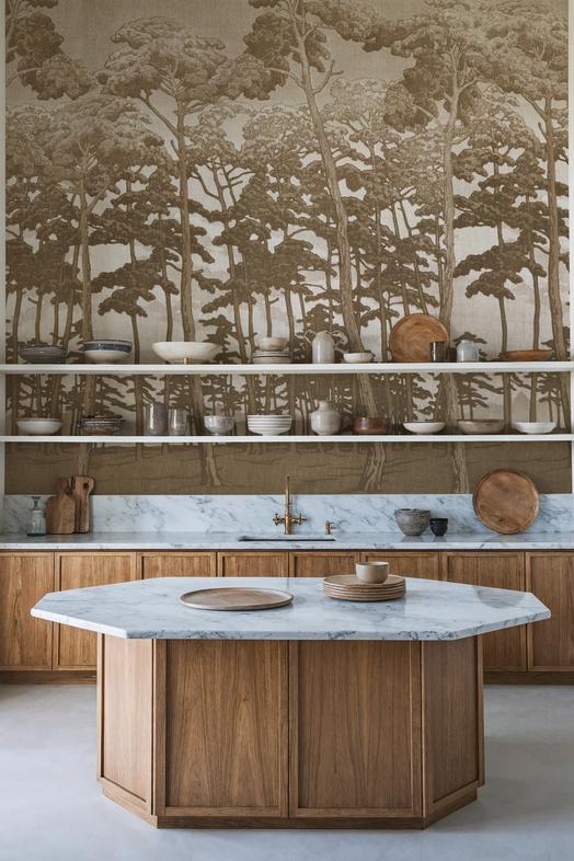 Tranquil Pinescape, Beige