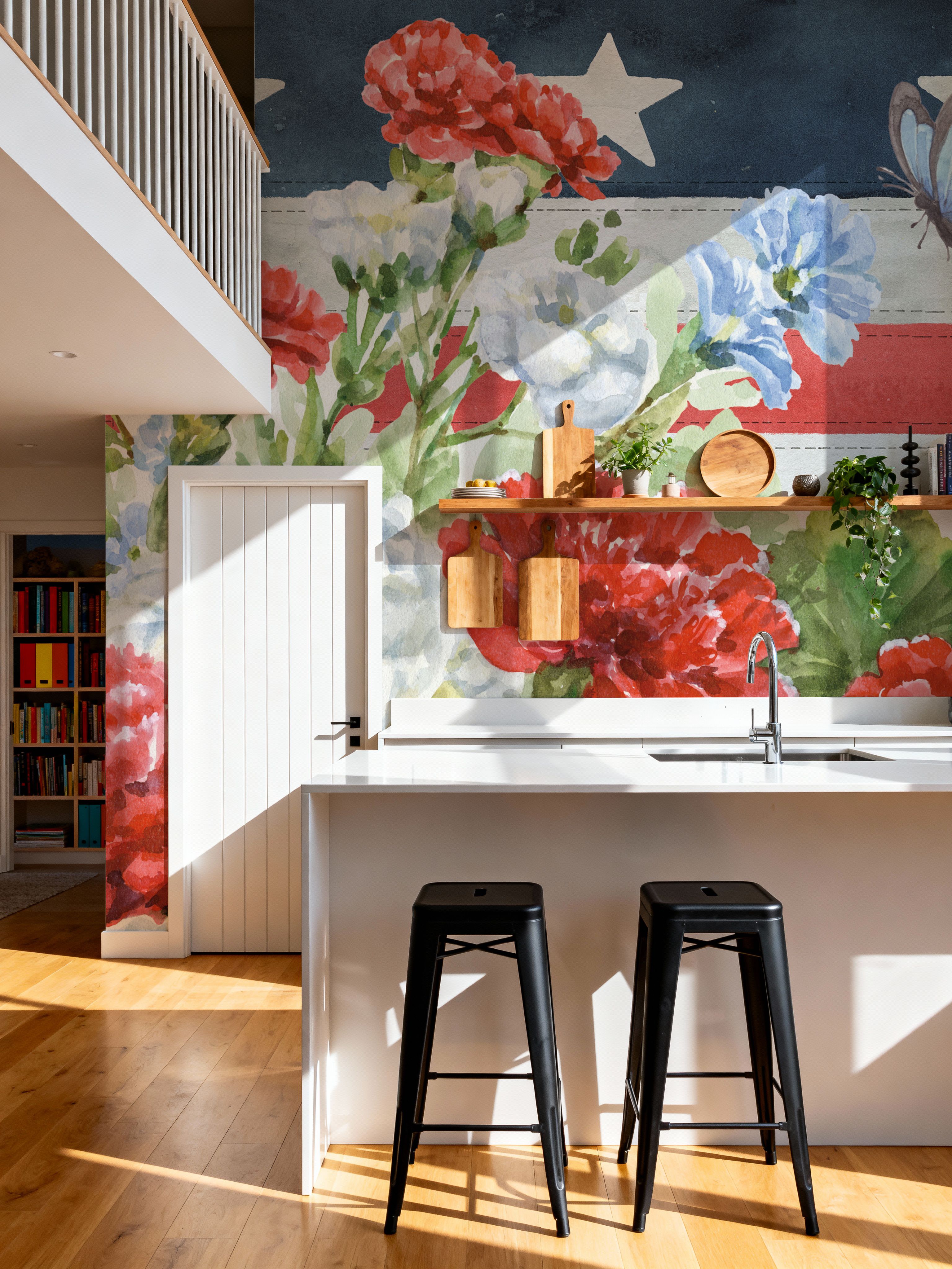 Red White and Blue Floral VI