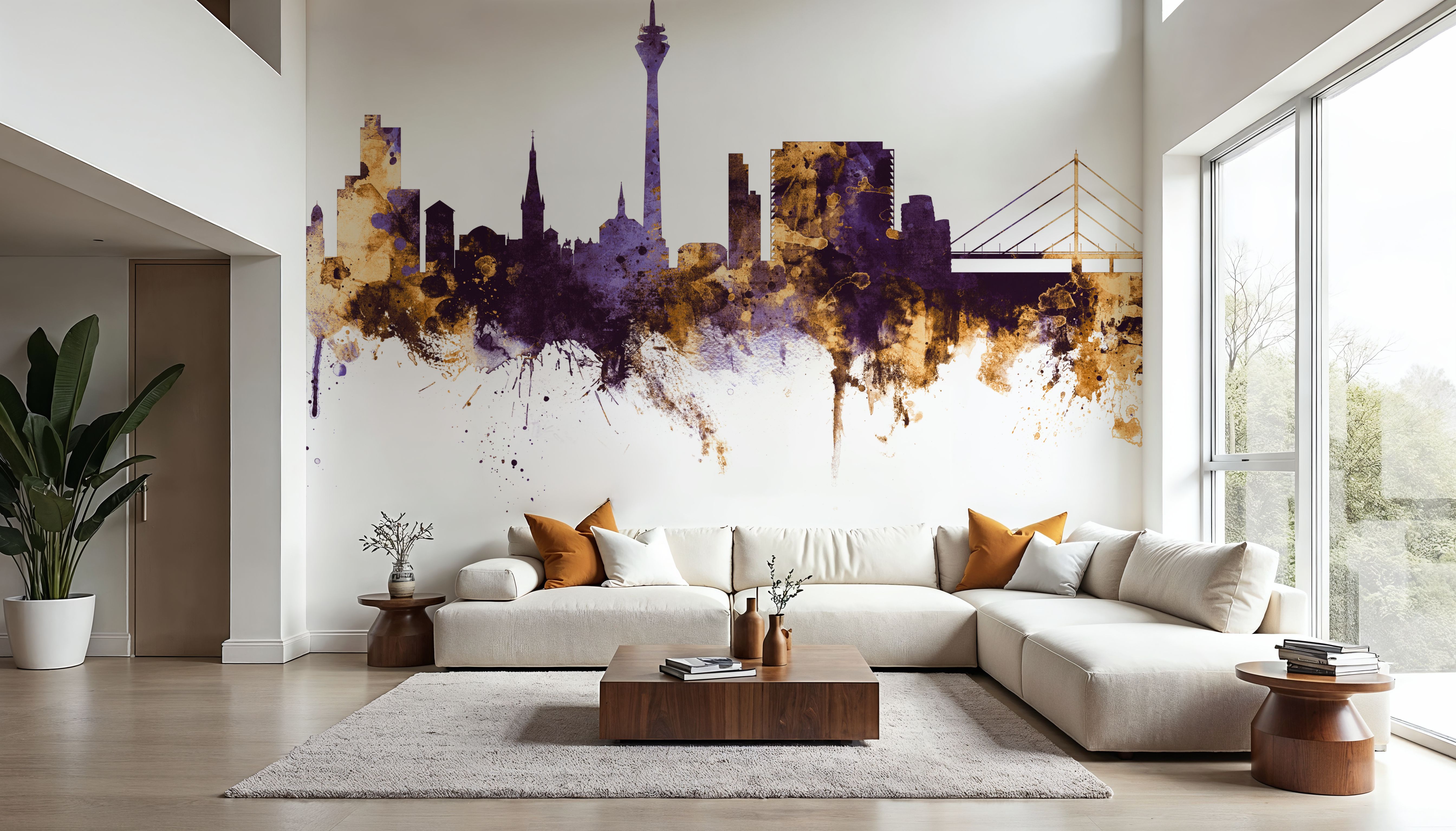 Düsseldorf Germany Skyline Purple & Gold