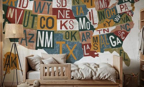 Letterpress USA Map Warm