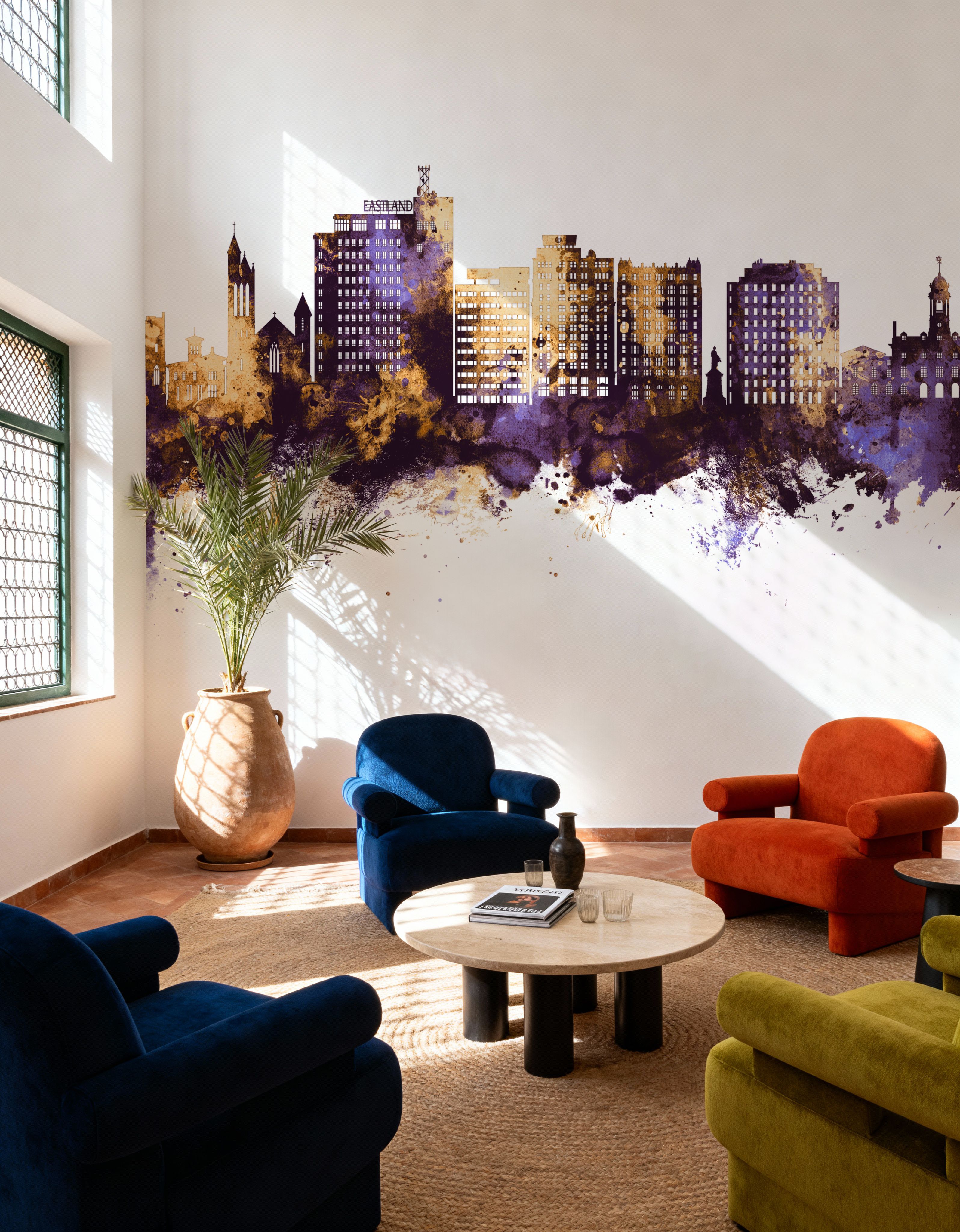 Portland Maine Skyline Purple & Gold