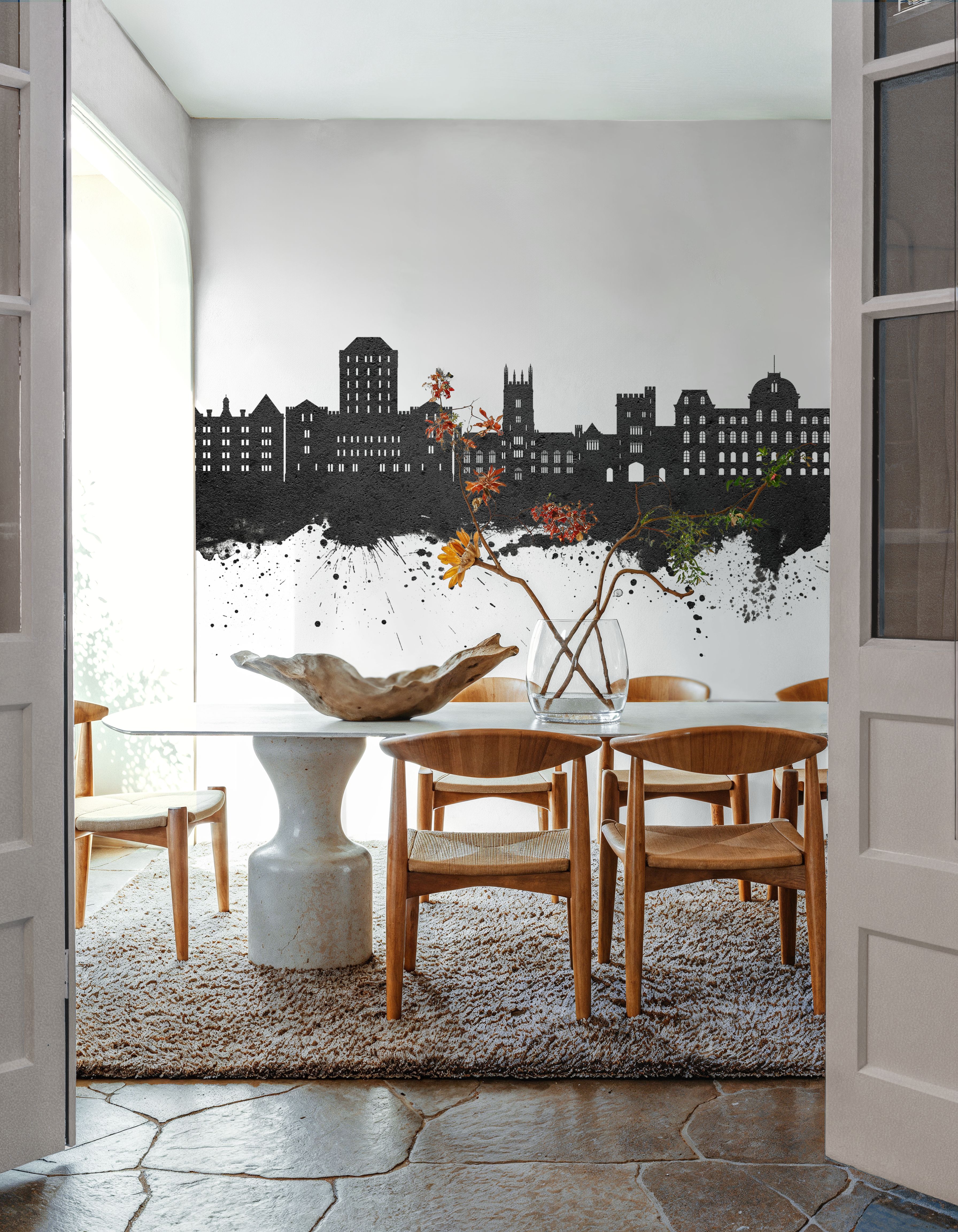 Poughkeepsie New York Skyline Black & White