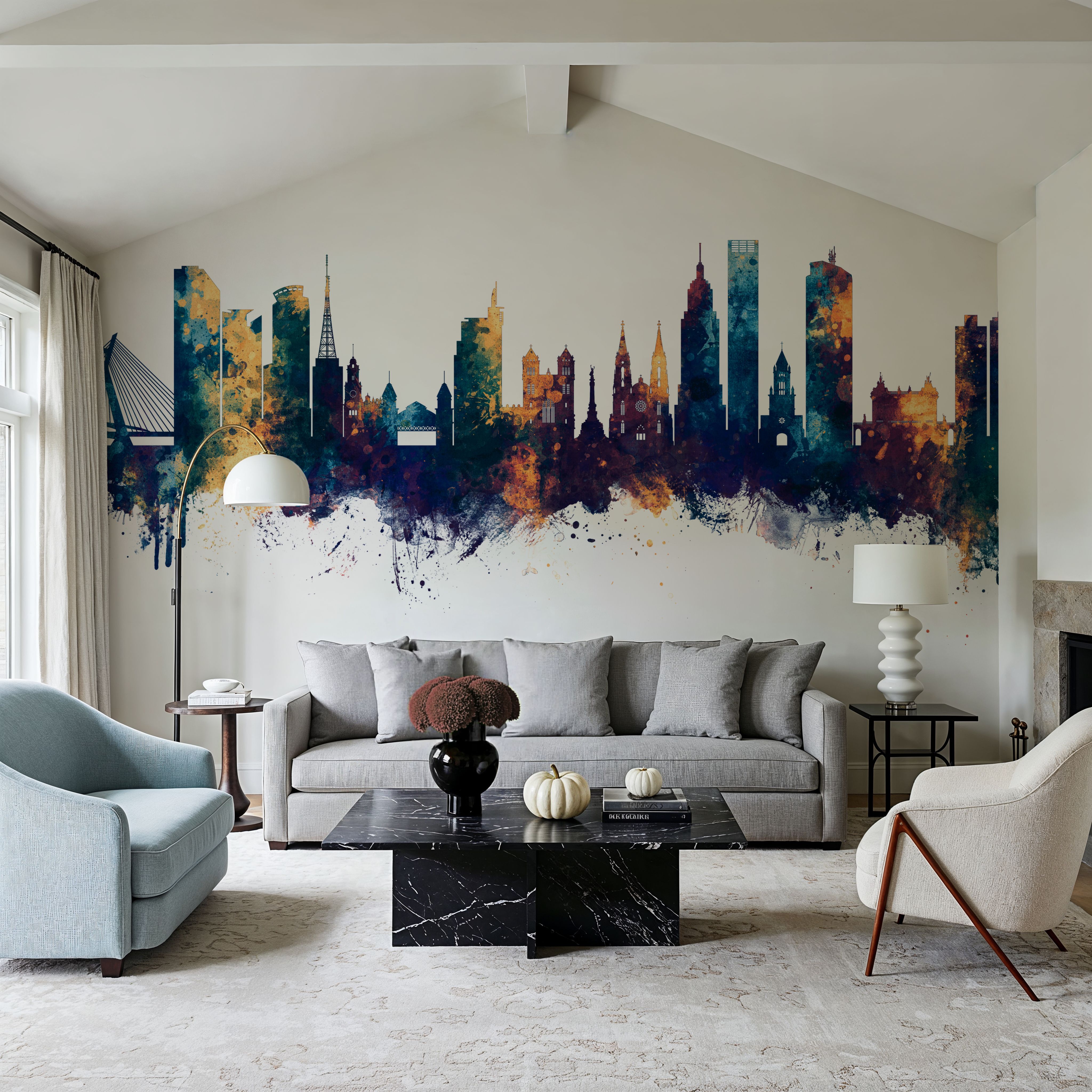 São Paulo Brazil Skyline Blue & Bronze