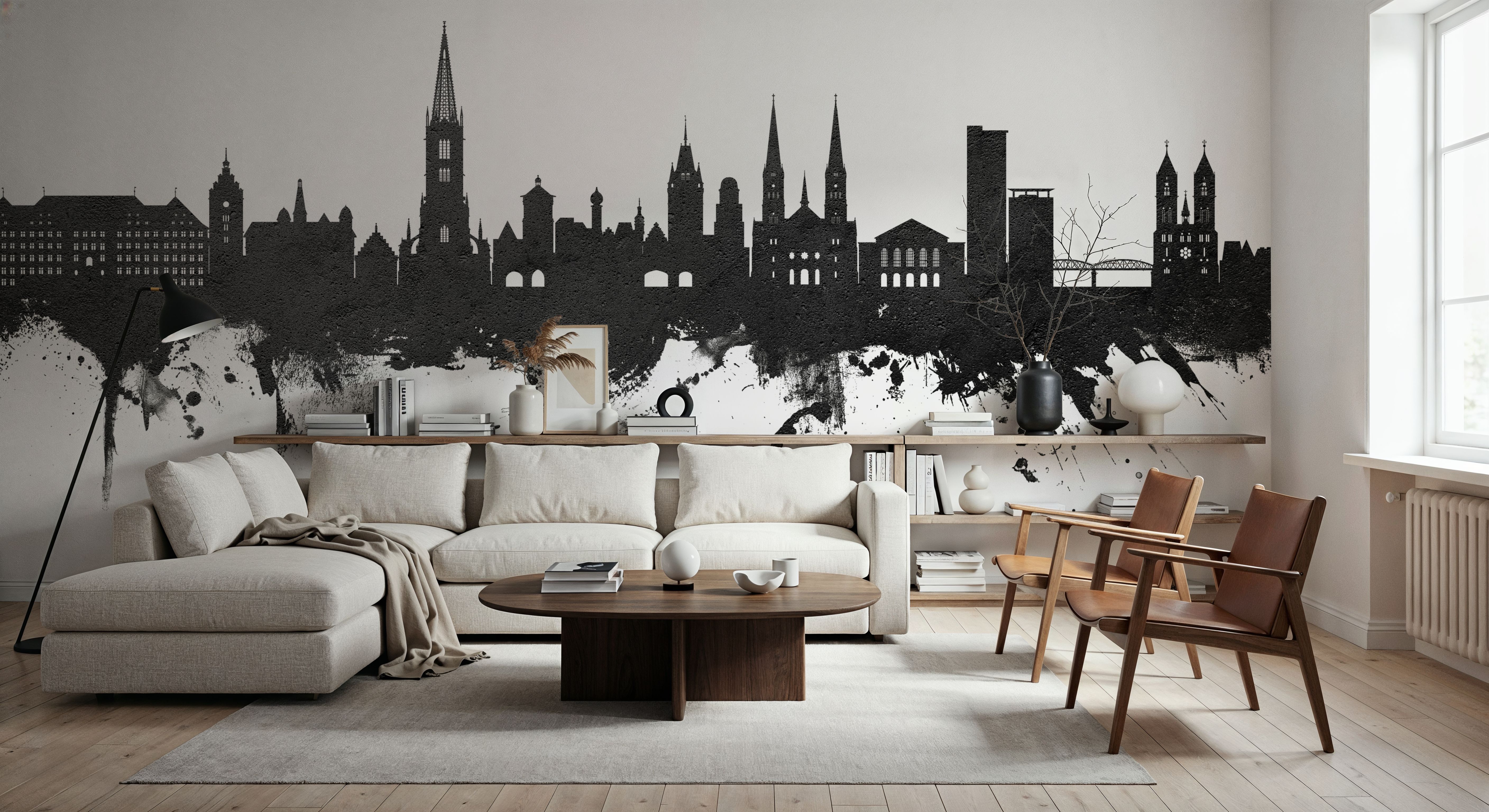 Freiburg Germnay Skyline Black & White