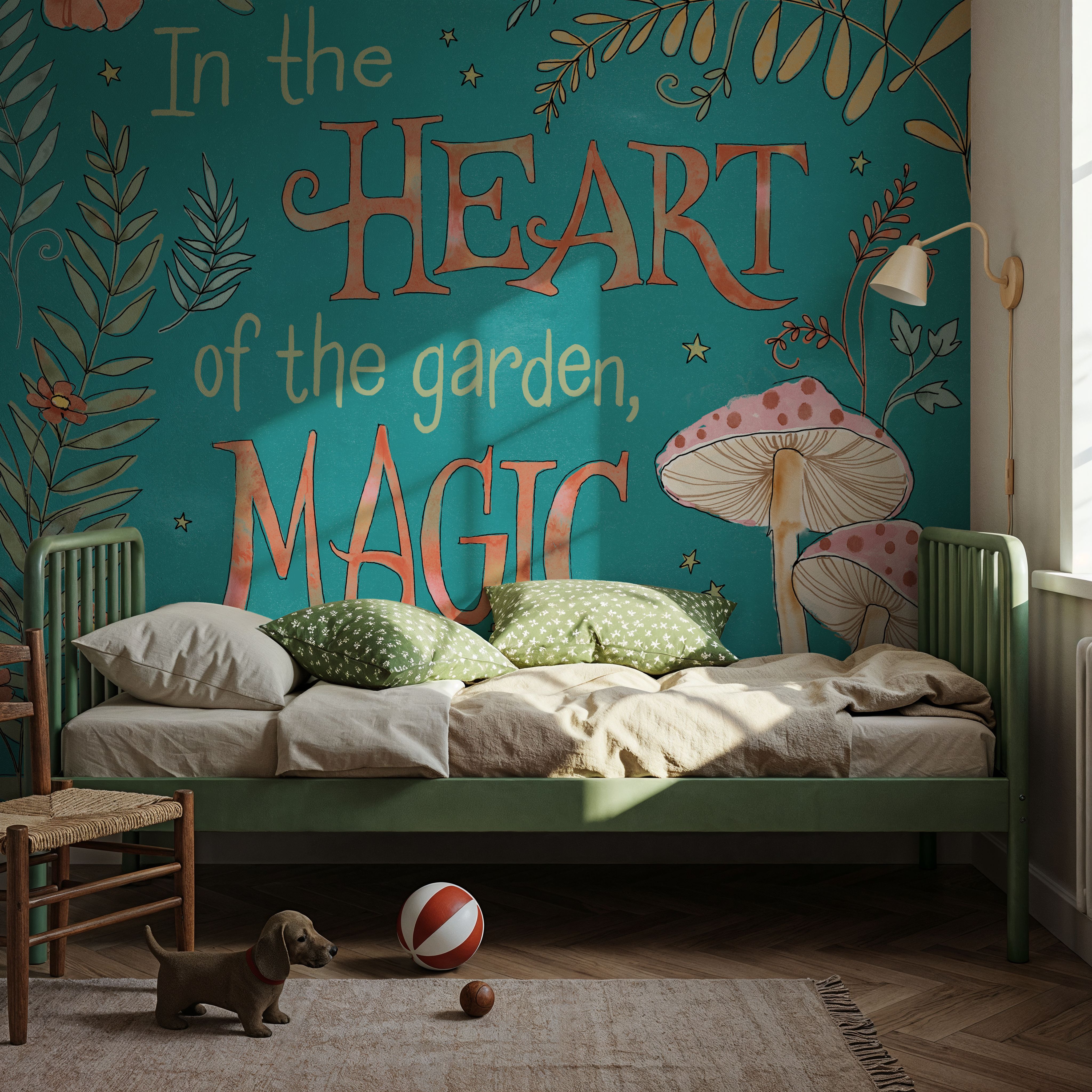 Wall Mural - Garden Fairies VIII Blue - Fantasy mural wallpaper - Kids' Room - Wallism US - Premium, Textured or Peel & Stick