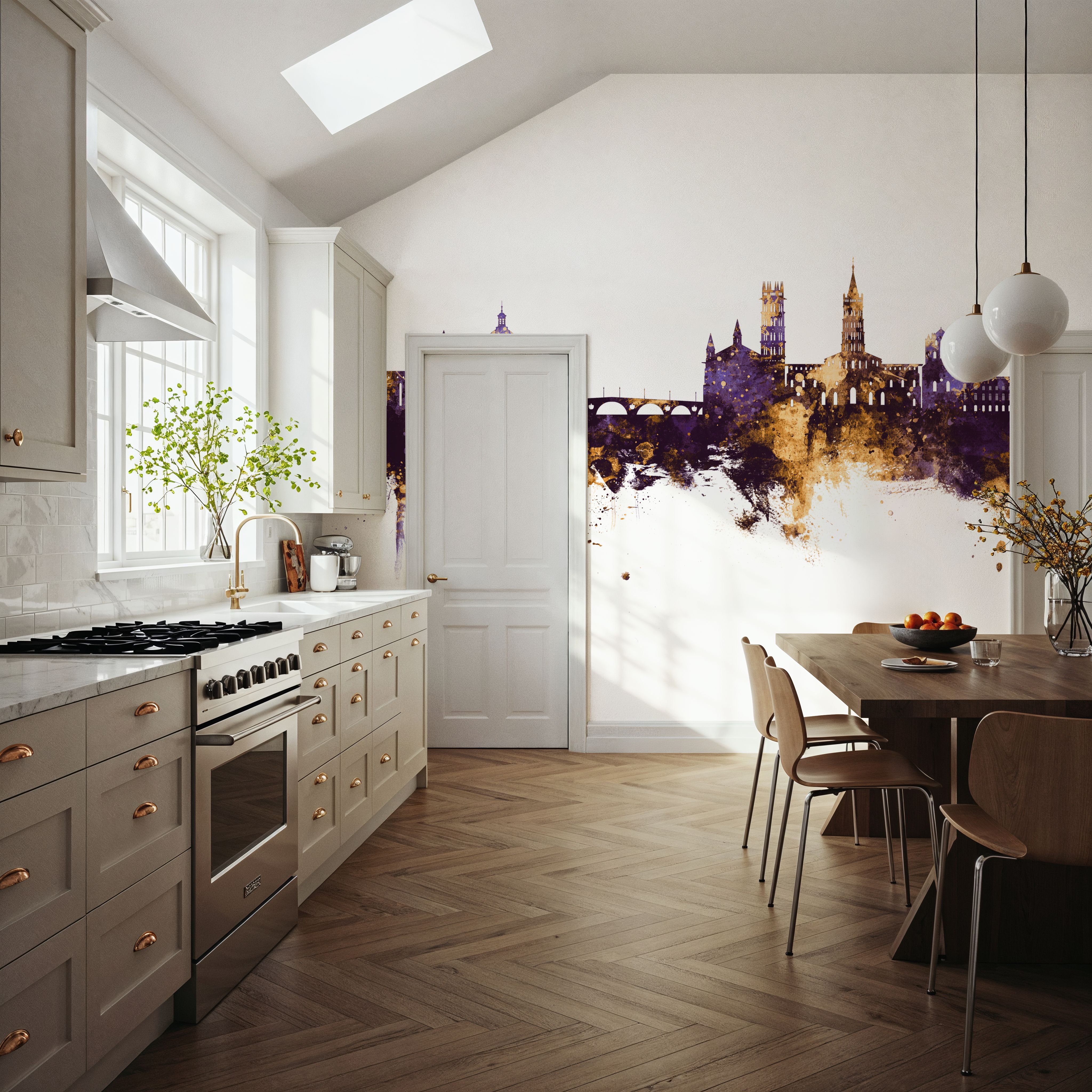 Toulouse France Skyline Purple & Gold