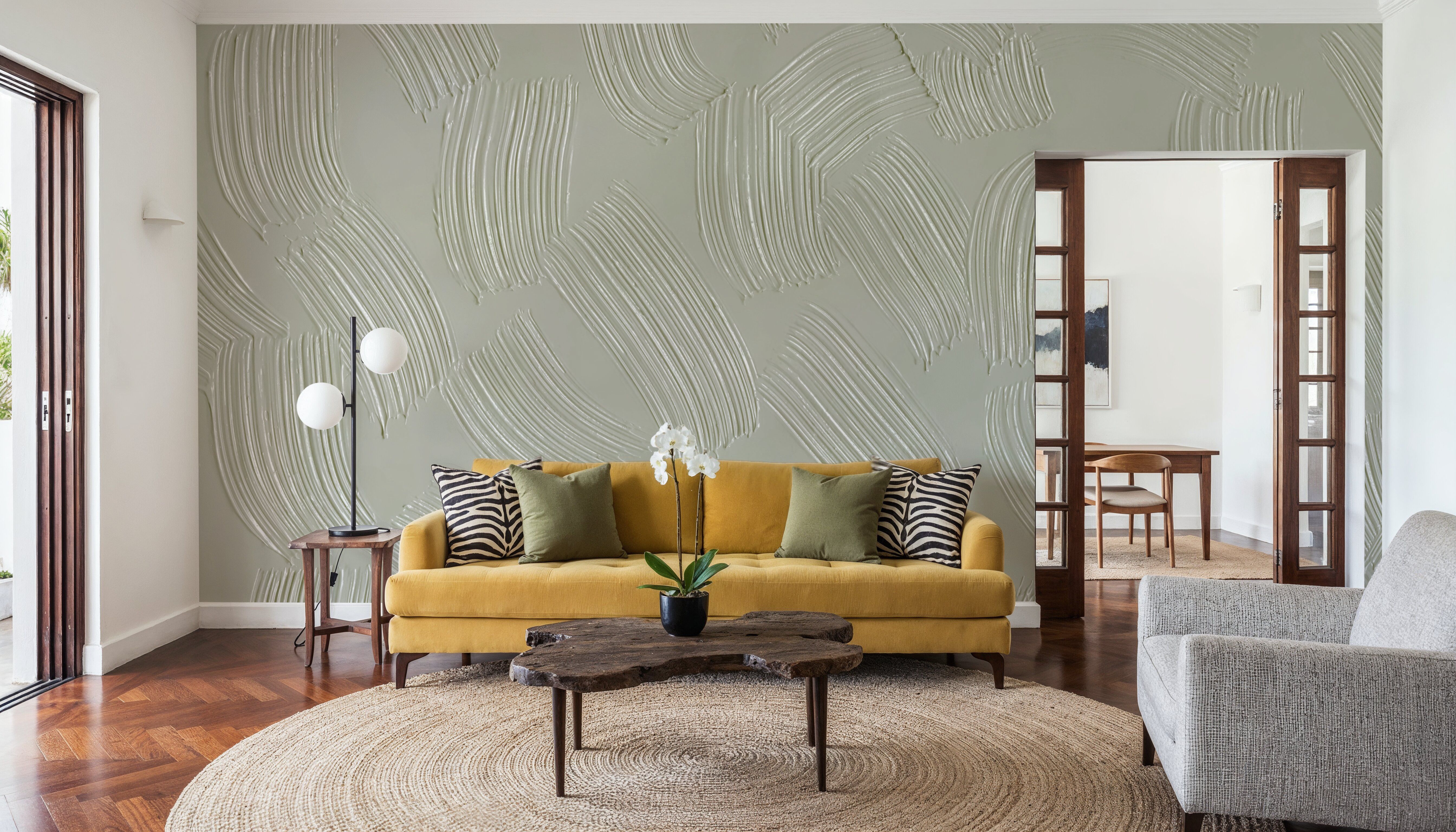 Stylized Brush Strokes, Beige, Wallpaper