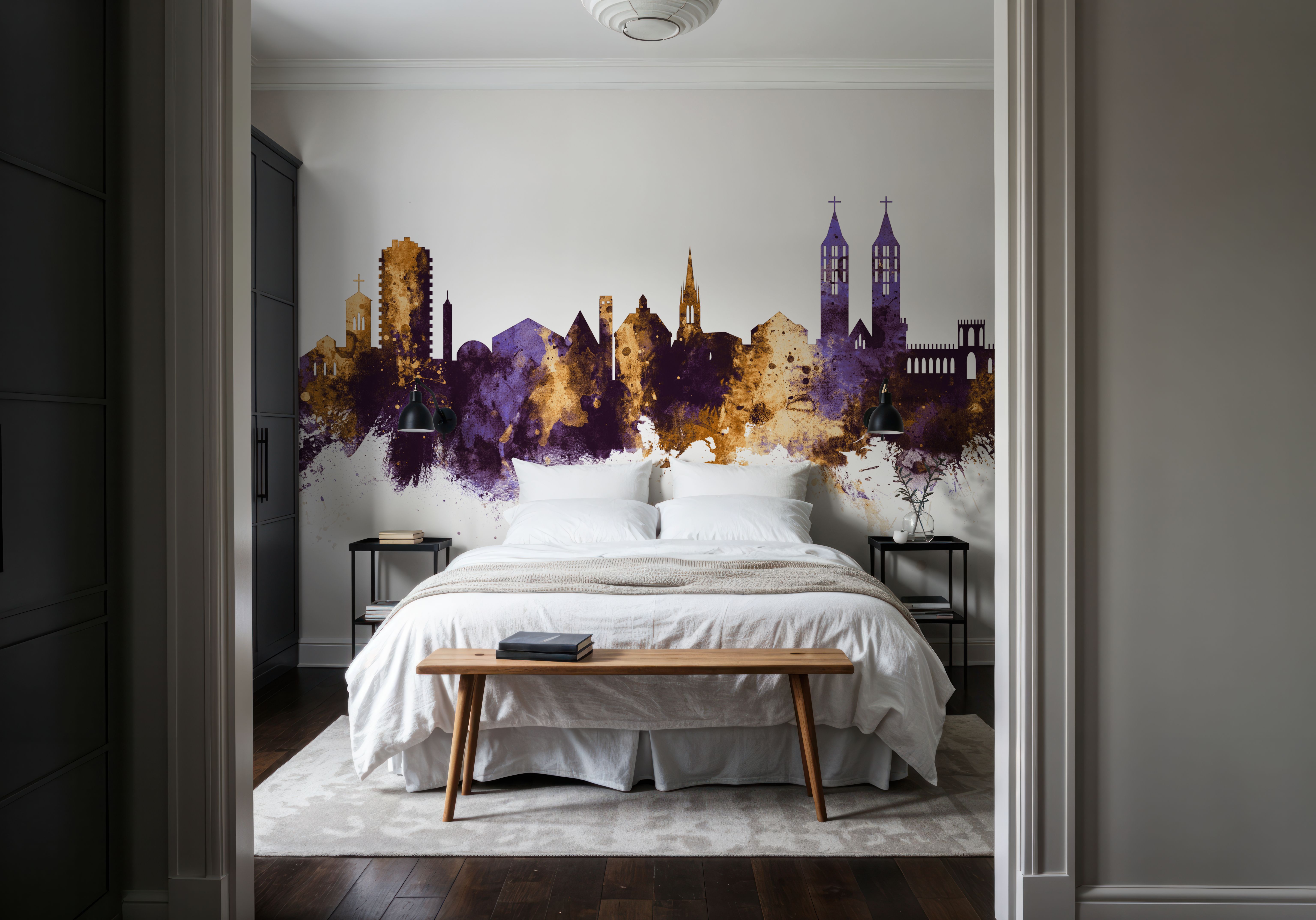 Kassel Germany Skyline Purple & Gold