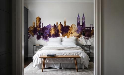 Kassel Germany Skyline Purple & Gold