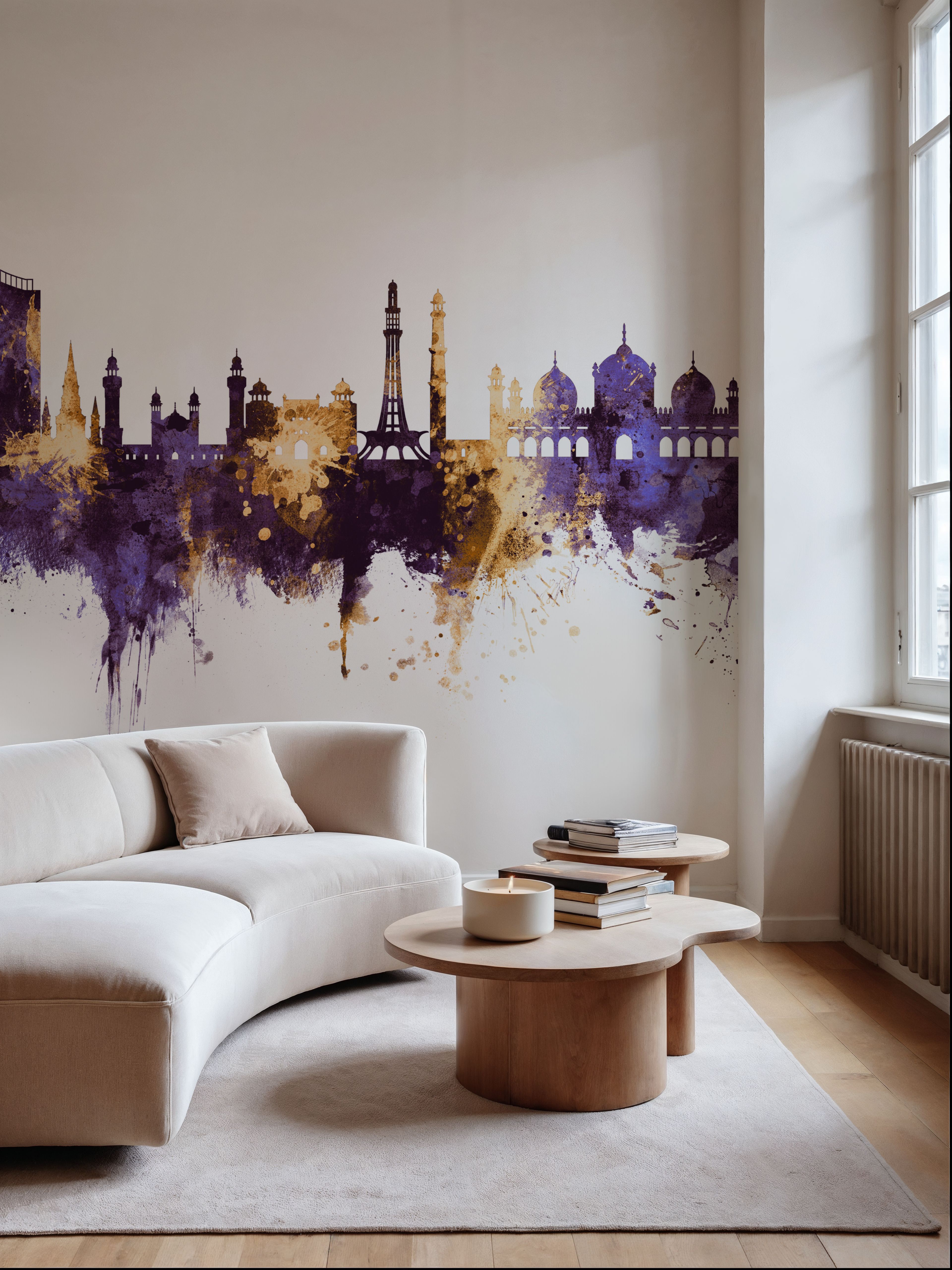 Lahore Pakistan Skyline Purple & Gold