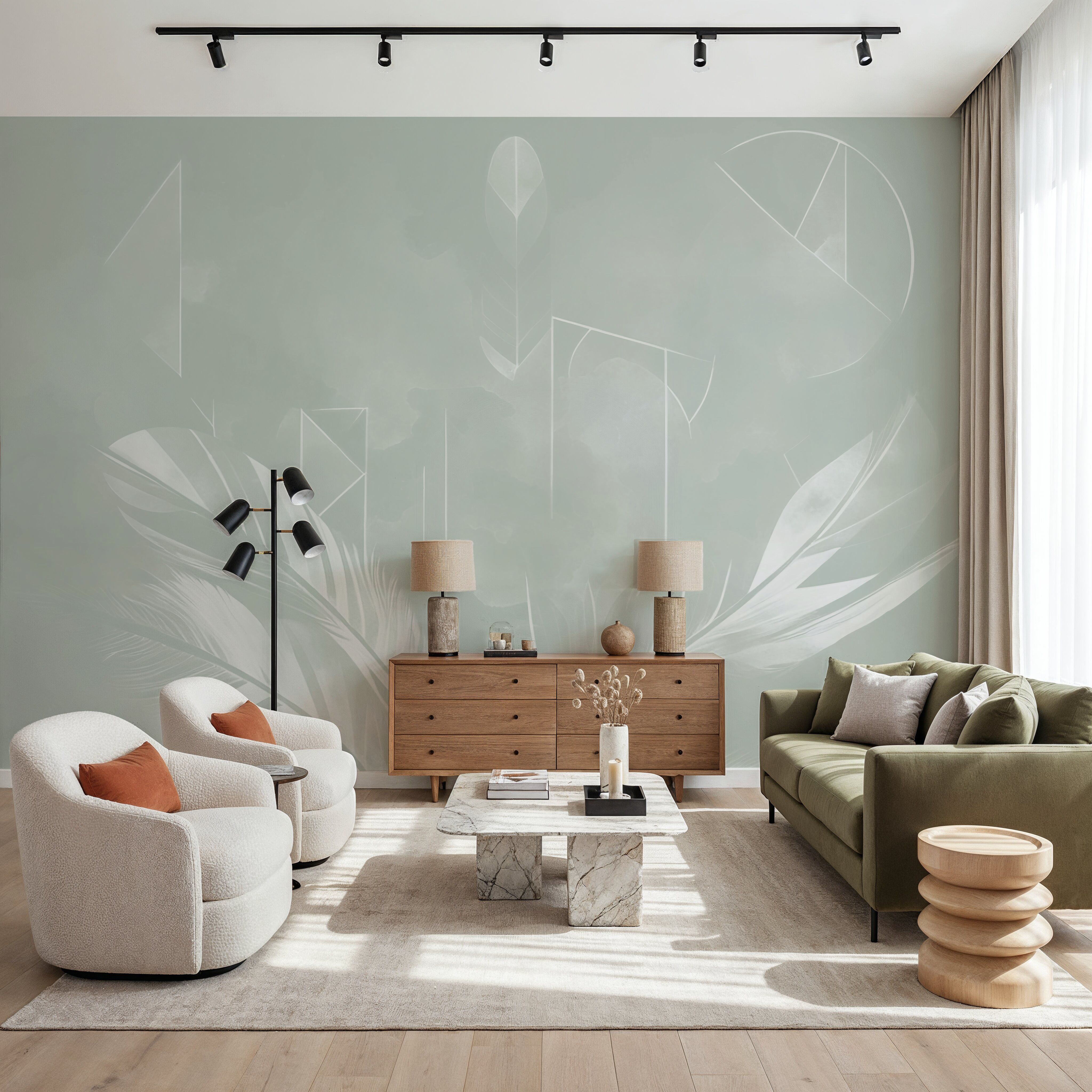 Solid Feather Geometry Green